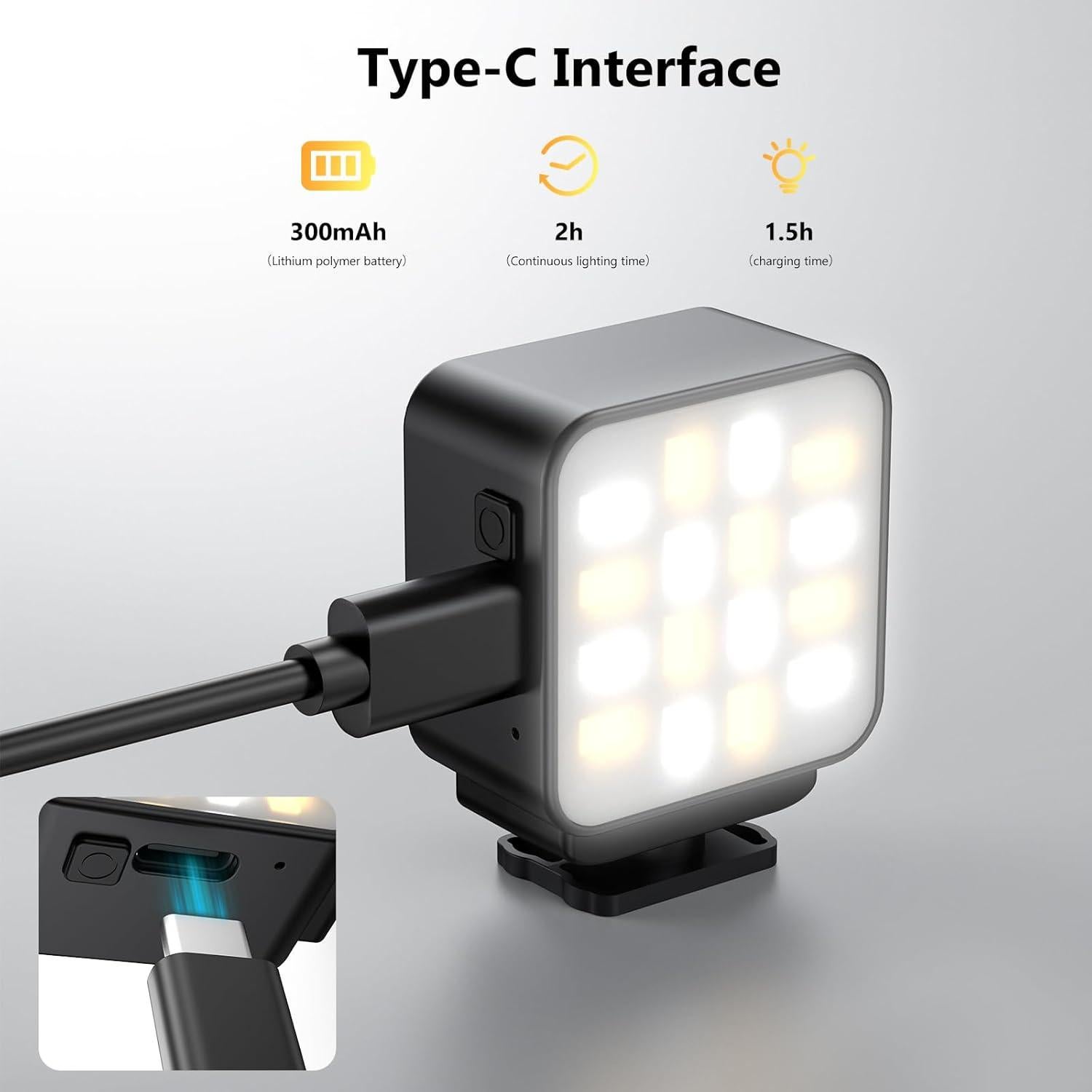 Mini Luz LED de Video VRIG para Vlogging con Batería Recargable