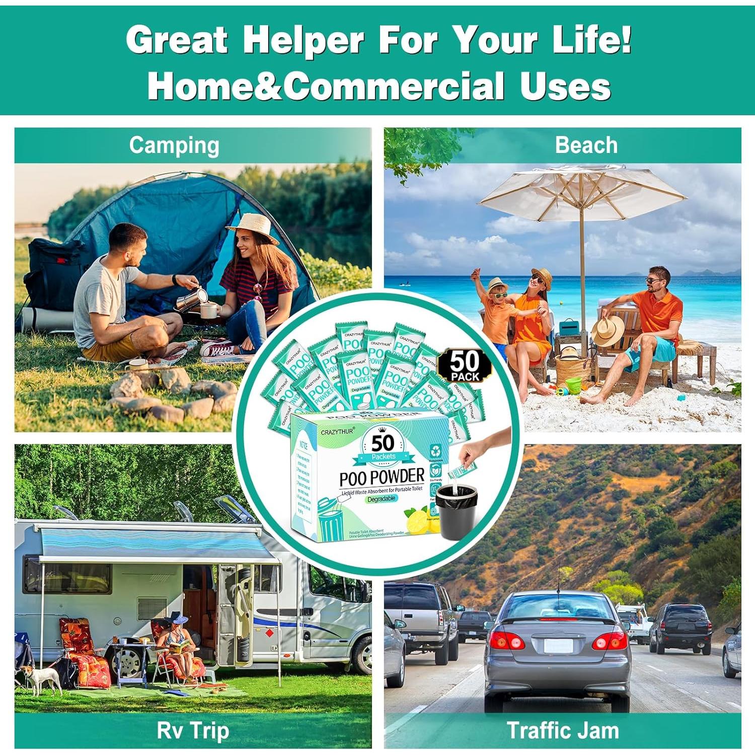 Gel Ecológico para Inodoro Portátil CRAZYTHUR 50 Unidades 10g