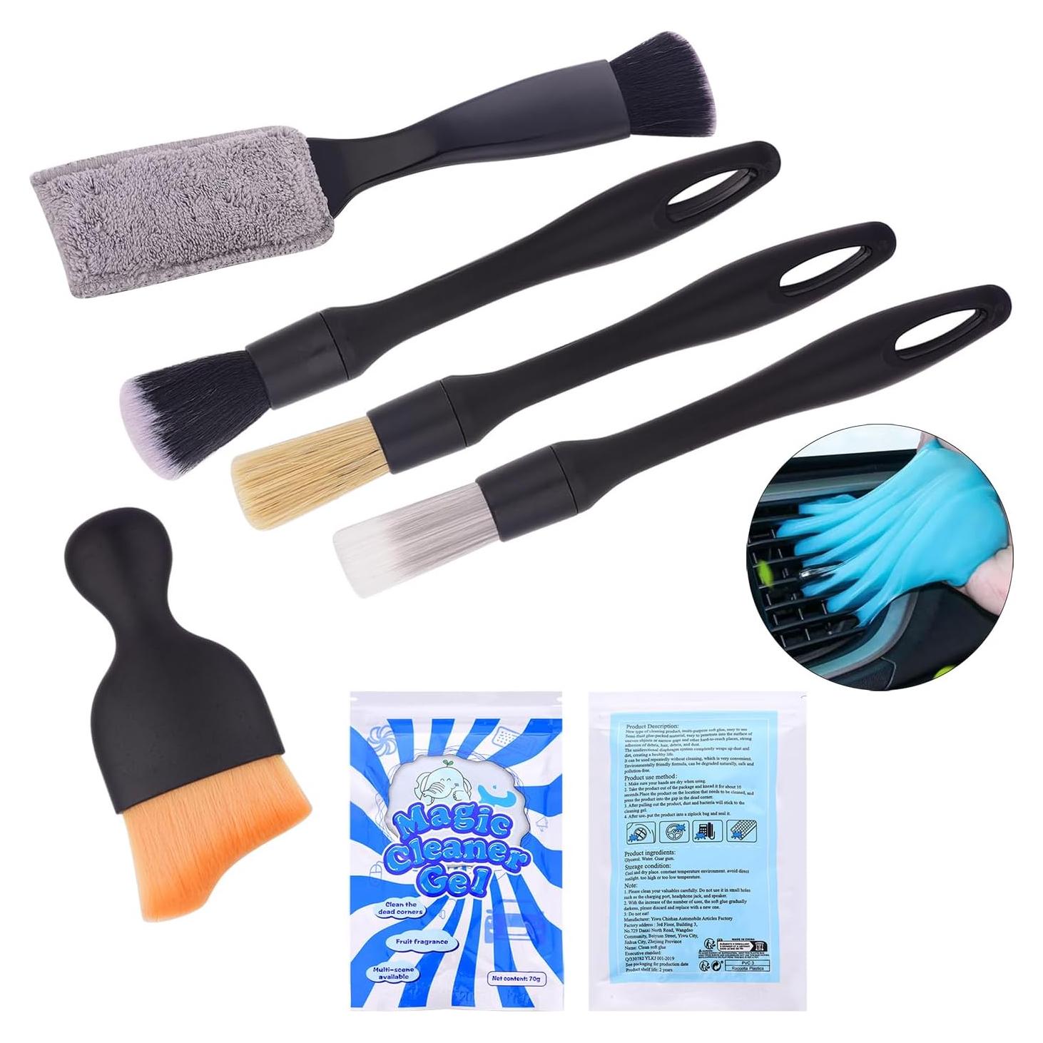 Juego de Cepillos de Detalle Interior de Automóvil Gzfatyong 6 Piezas