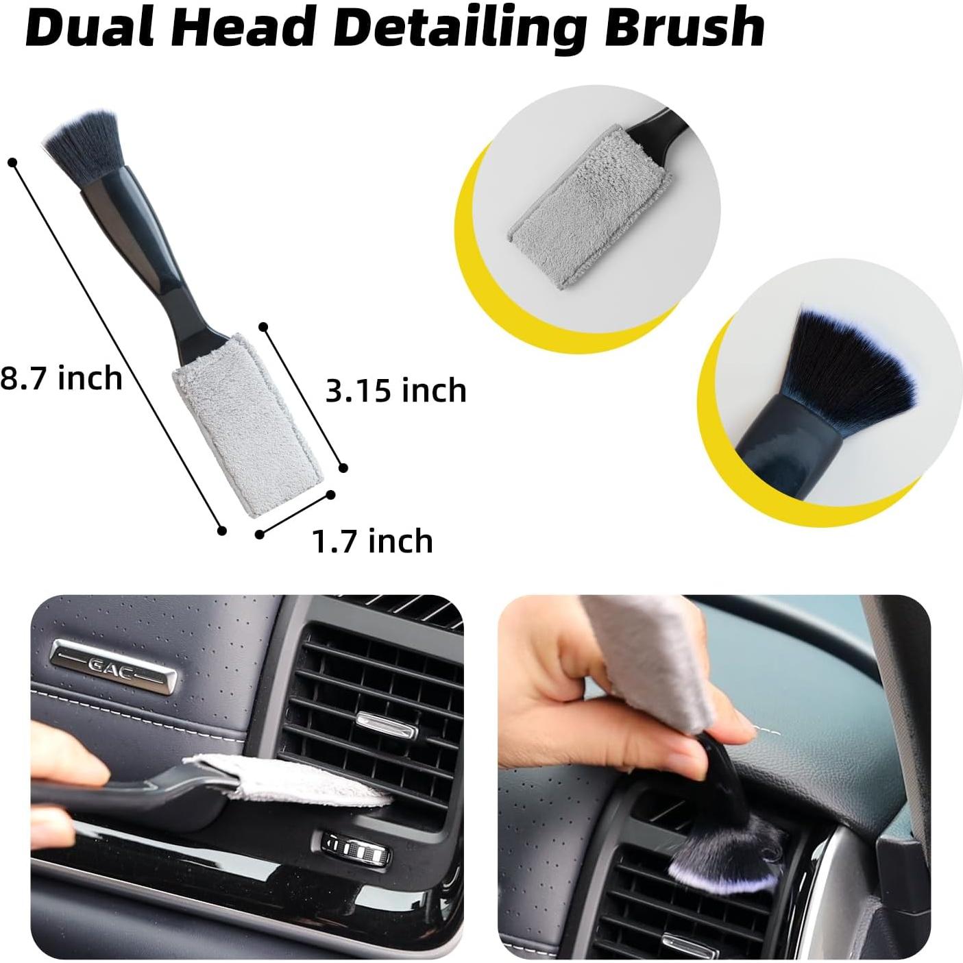 Kit de Limpieza Interior de Coche QLTUDN 10 Piezas - Cepillos y Toallas