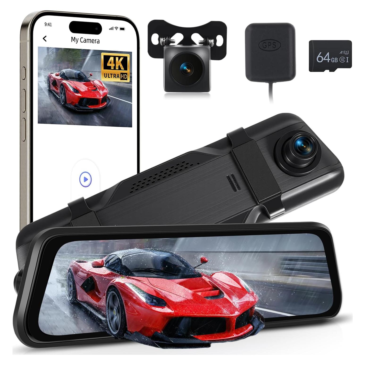 Cámara de Espejo Retrovisor NHOPEEW 4K 9.66" Doble Lente