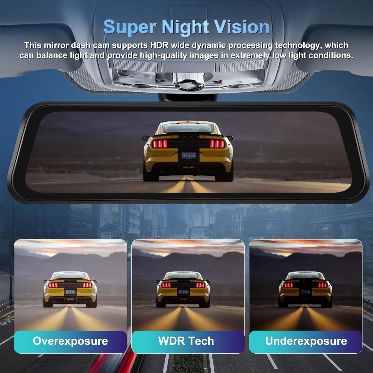 Cámara de Espejo Retrovisor NHOPEEW 4K 9.66" Doble Lente