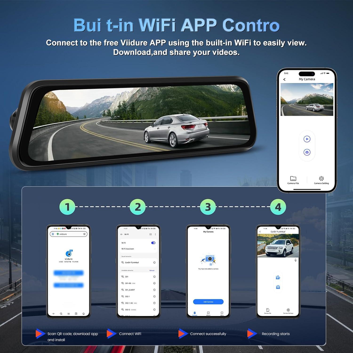 Cámara de Espejo Retrovisor NHOPEEW 4K 9.66" Doble Lente