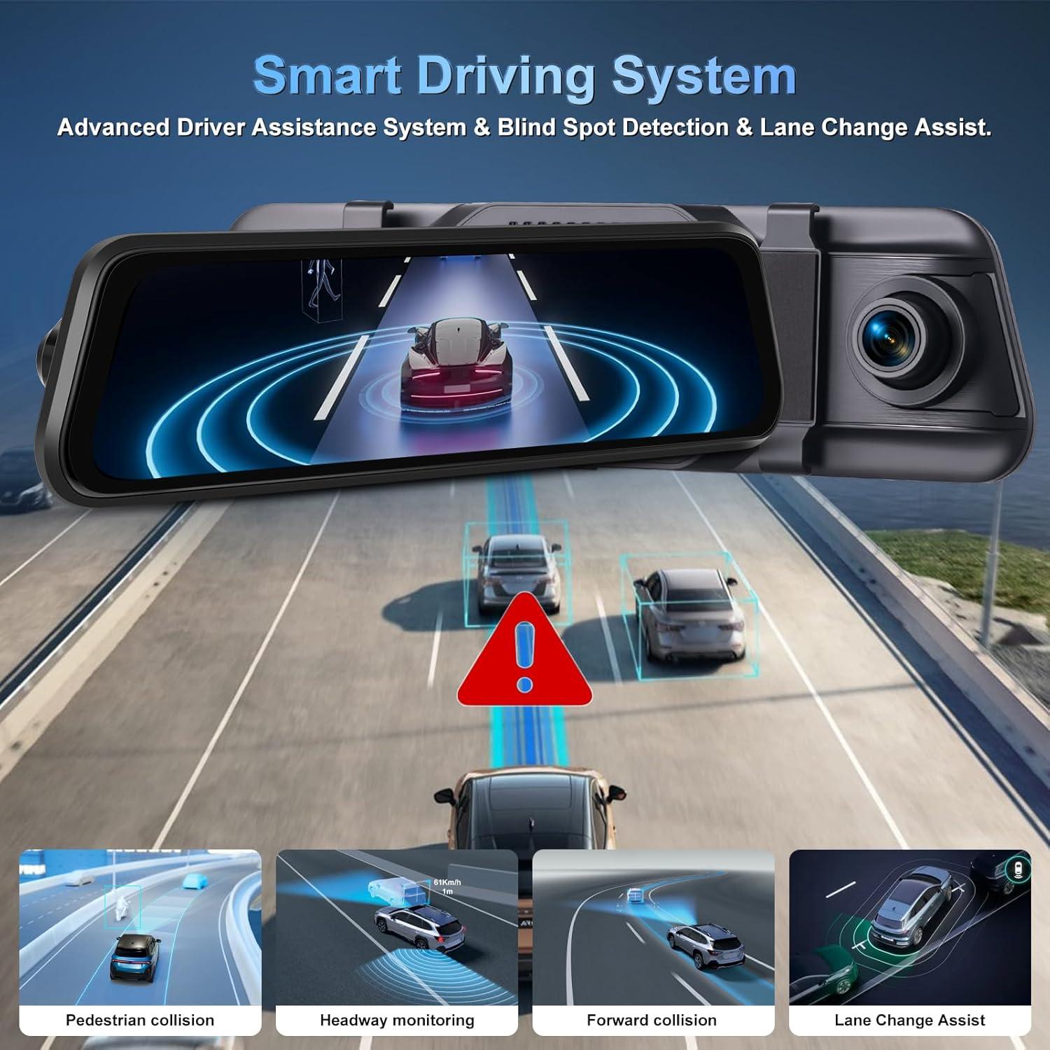 Cámara de Espejo Retrovisor NHOPEEW 4K 9.66" Doble Lente