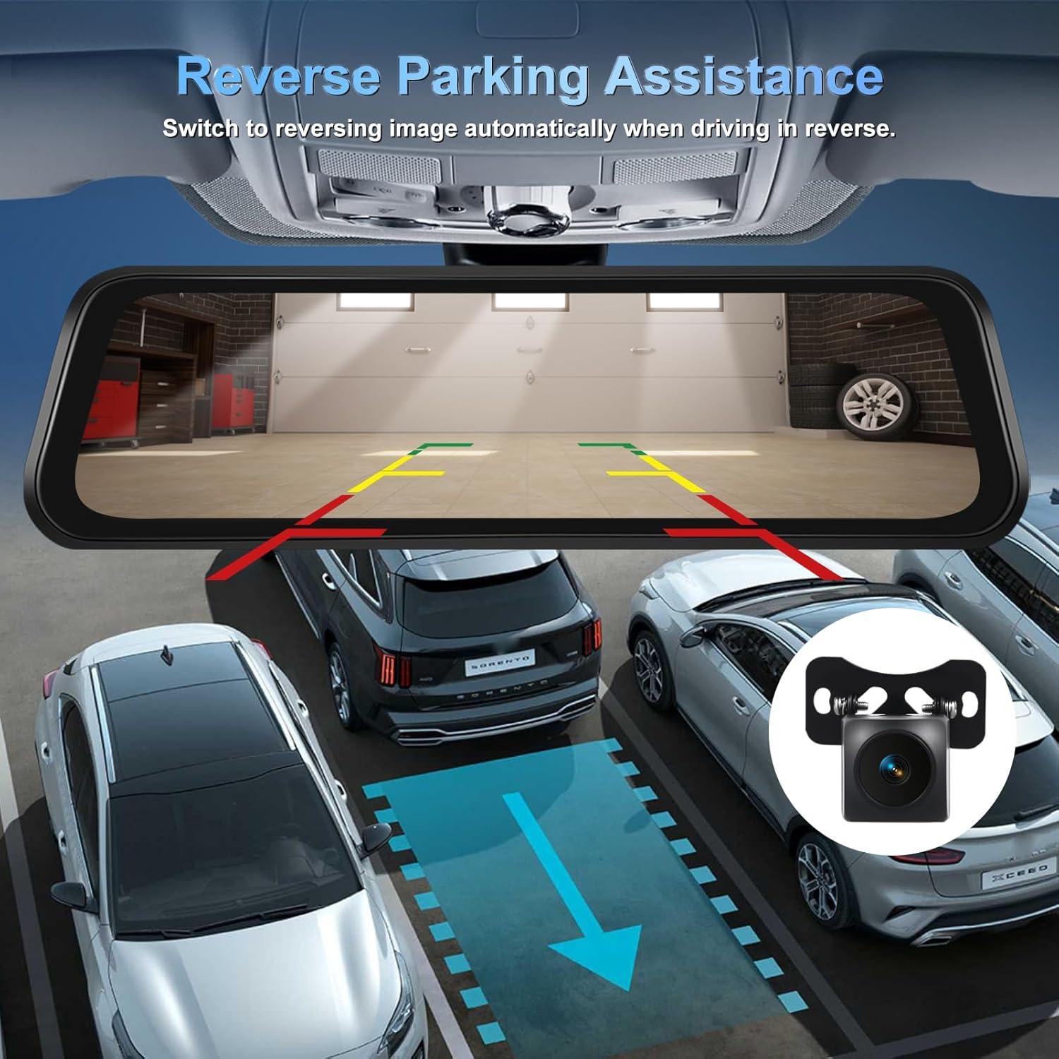 Cámara de Espejo Retrovisor NHOPEEW 4K 9.66" Doble Lente