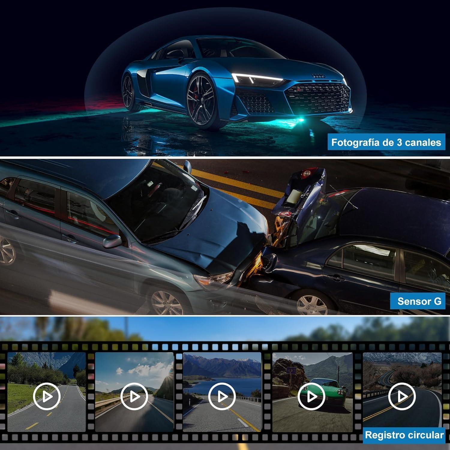 Cámara de tablero dual 4K Genérico con WiFi y 128GB