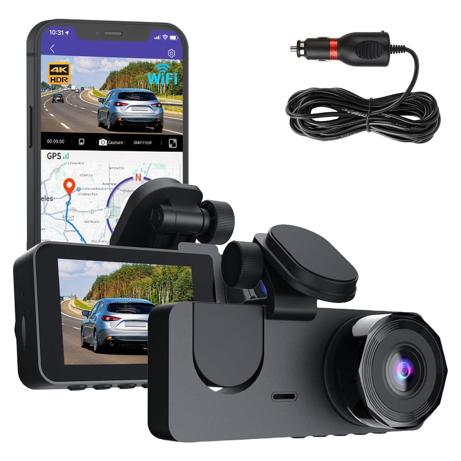 Cámara de tablero delantera y trasera 4K Genérico GPS WiFi