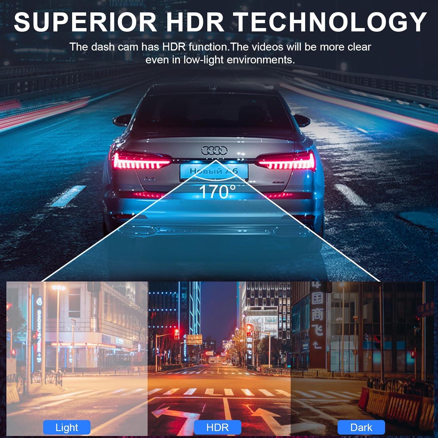 Cámara de tablero delantera y trasera 4K Genérico GPS WiFi