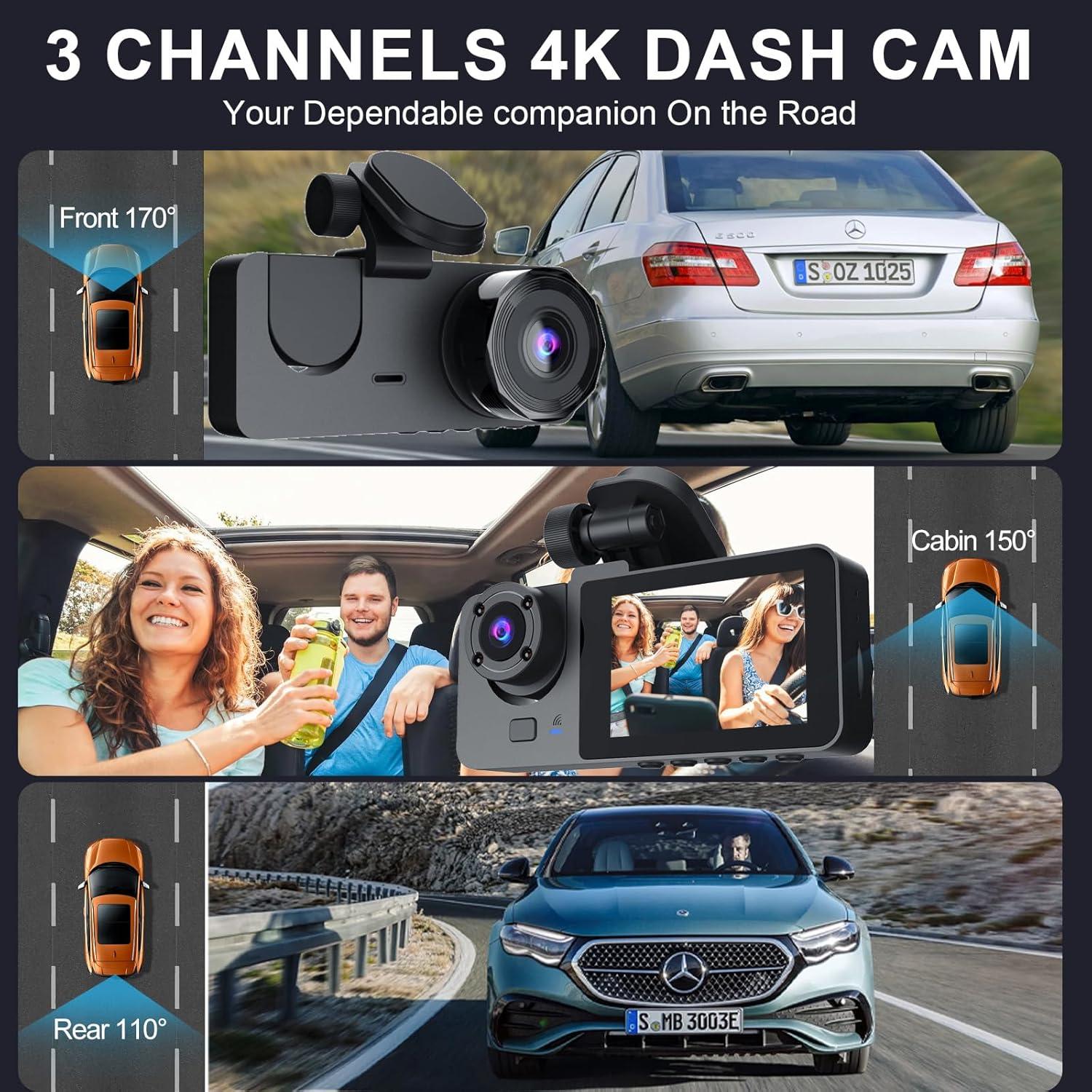 Cámara de tablero delantera y trasera 4K Genérico GPS WiFi