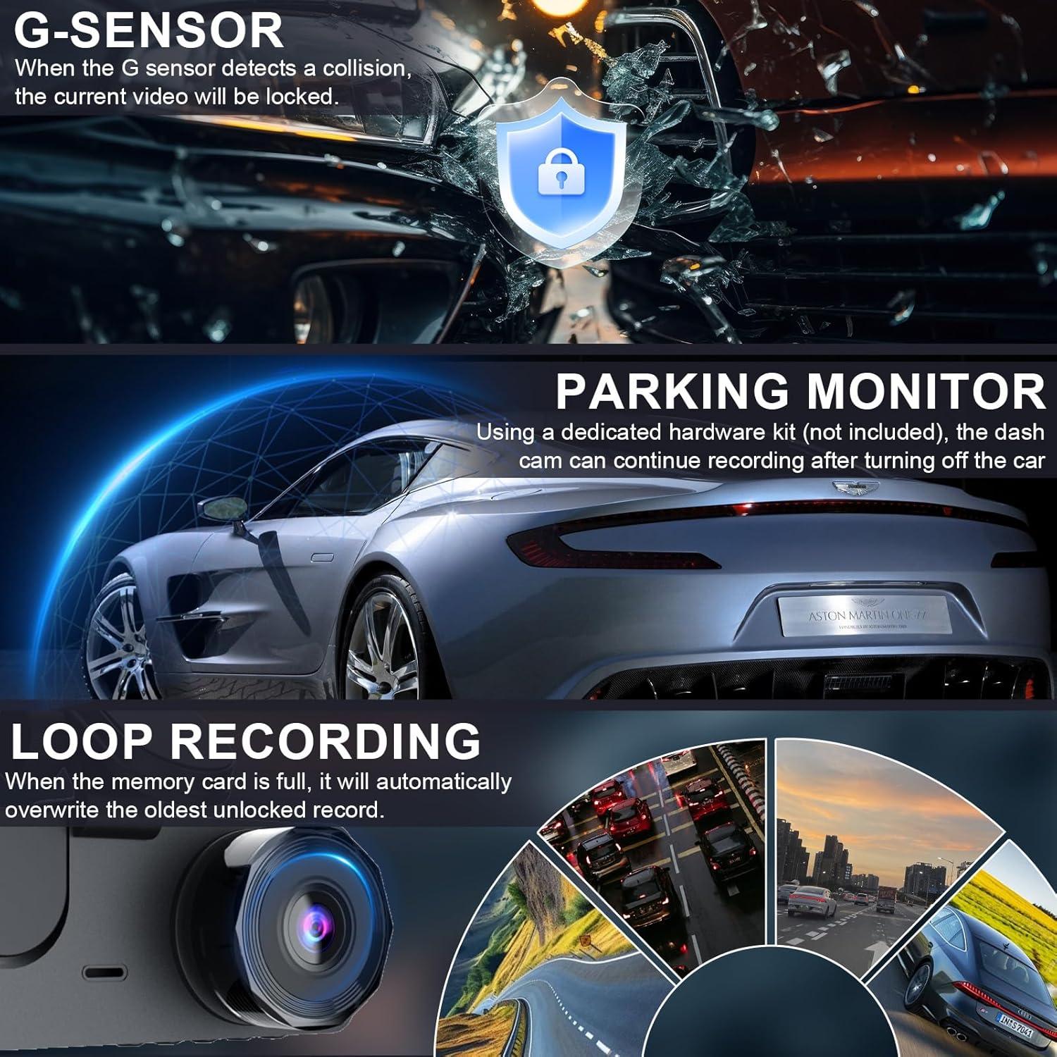 Cámara de tablero delantera y trasera 4K Genérico GPS WiFi