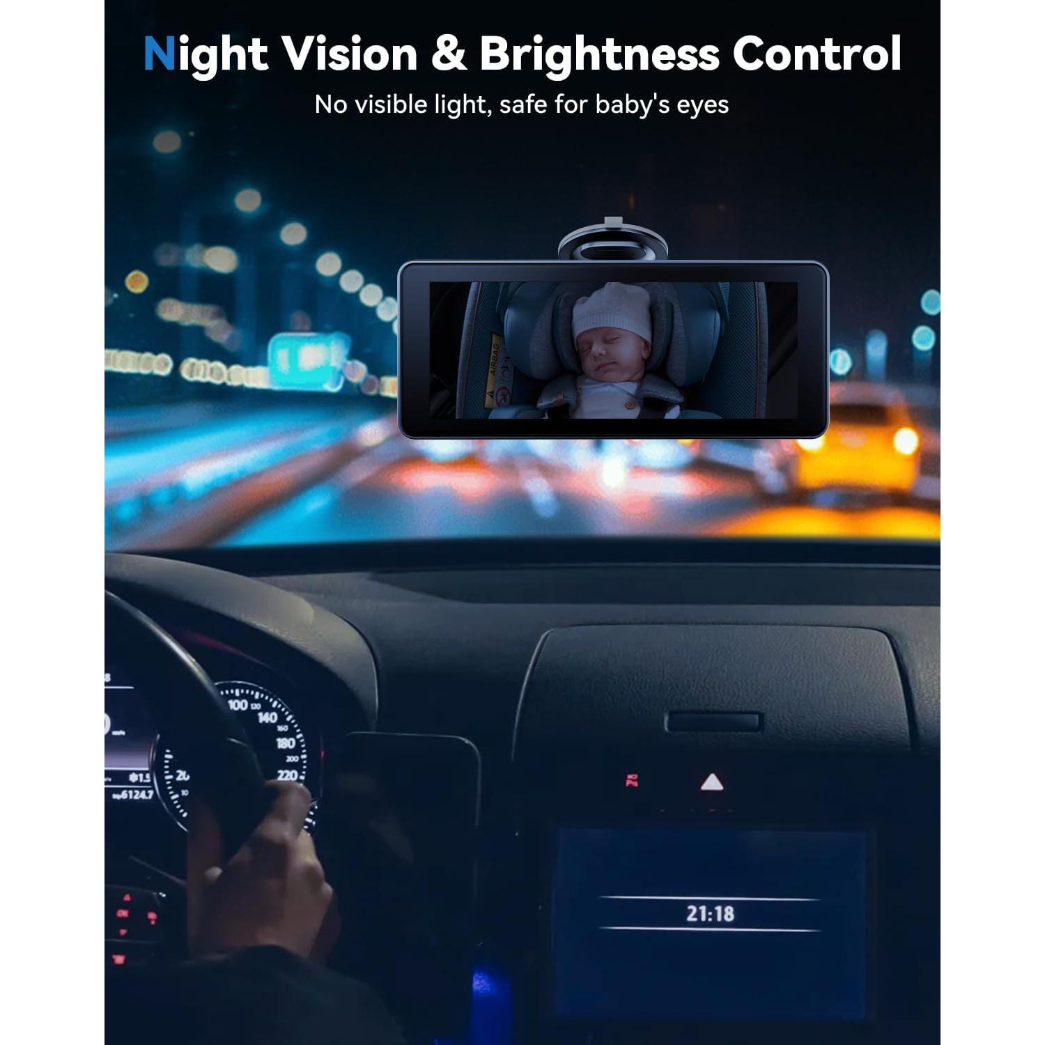 Cámara de coche para bebés IPOZITO 1080P HD 7" Inalámbrica