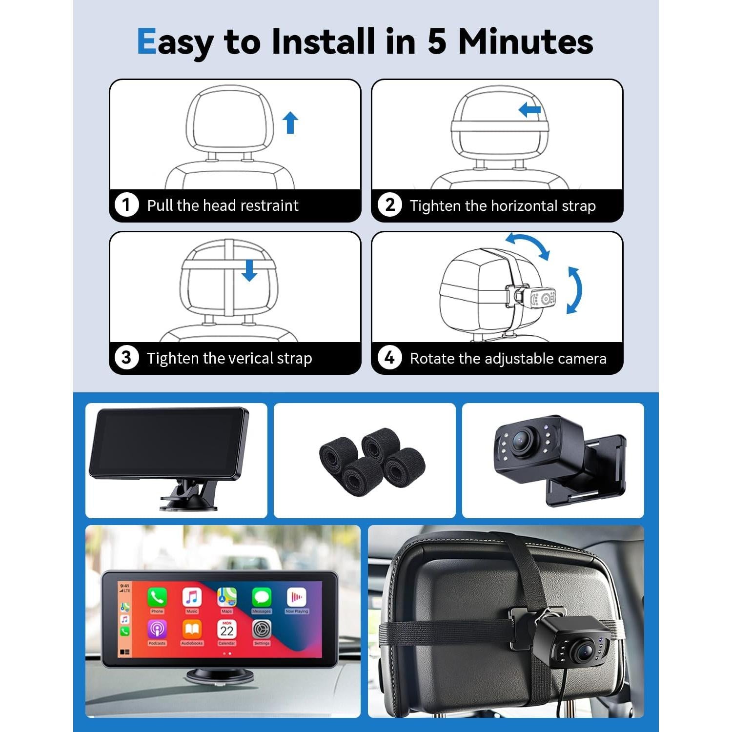 Cámara de coche para bebés IPOZITO 1080P HD 7" Inalámbrica