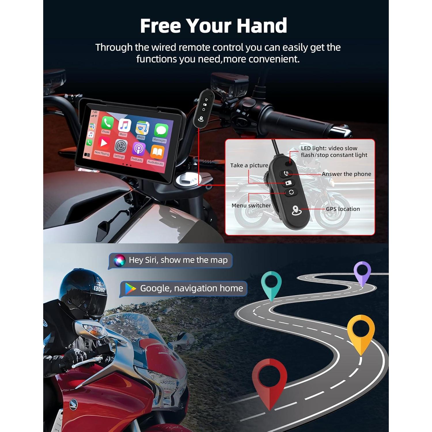 Pantalla CarPlay 7" Jelkuz MT10 con cámara dual 2K y GPS