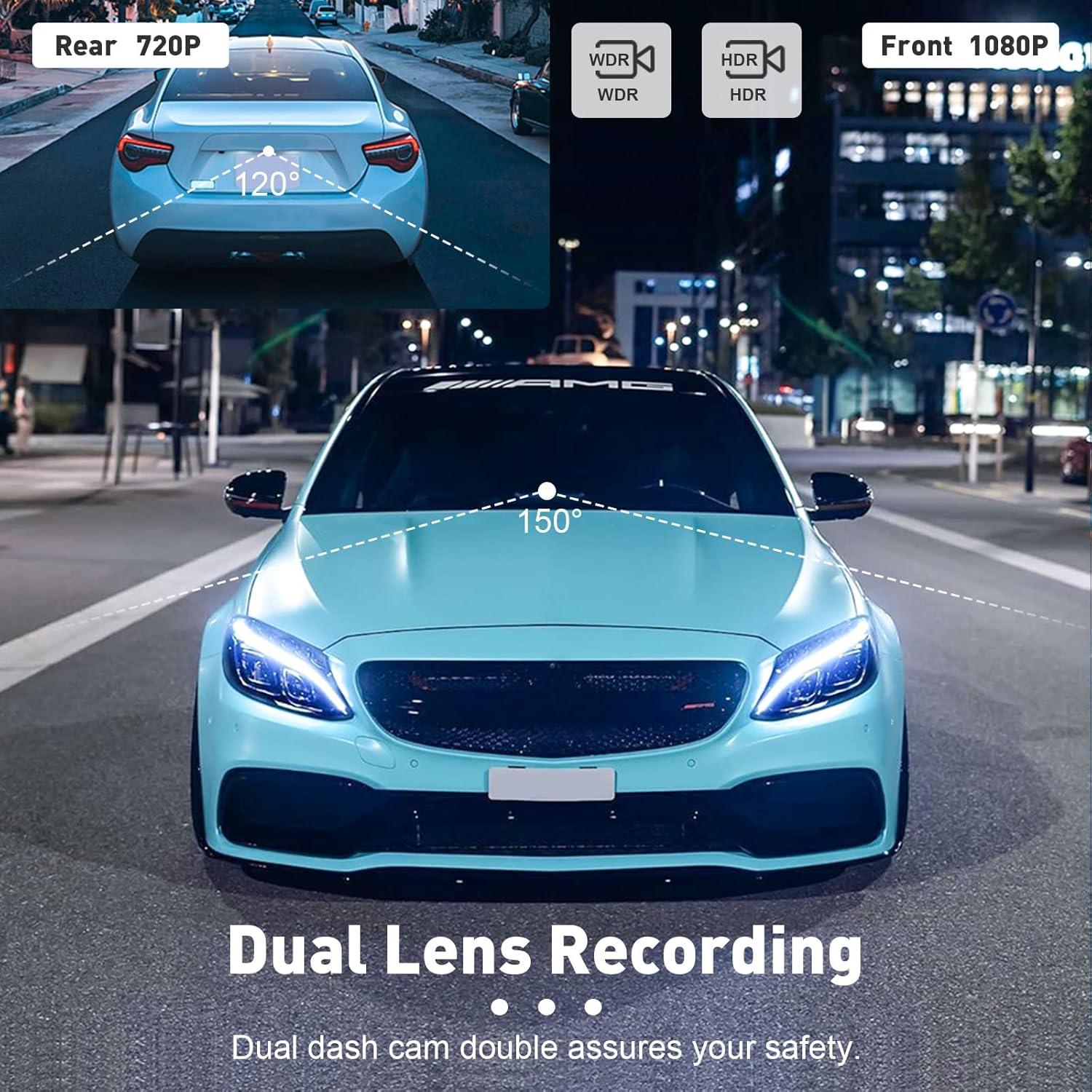 Cámara de Tablero Roinvou Dual Frontal y Trasera 1080P LCD 4"