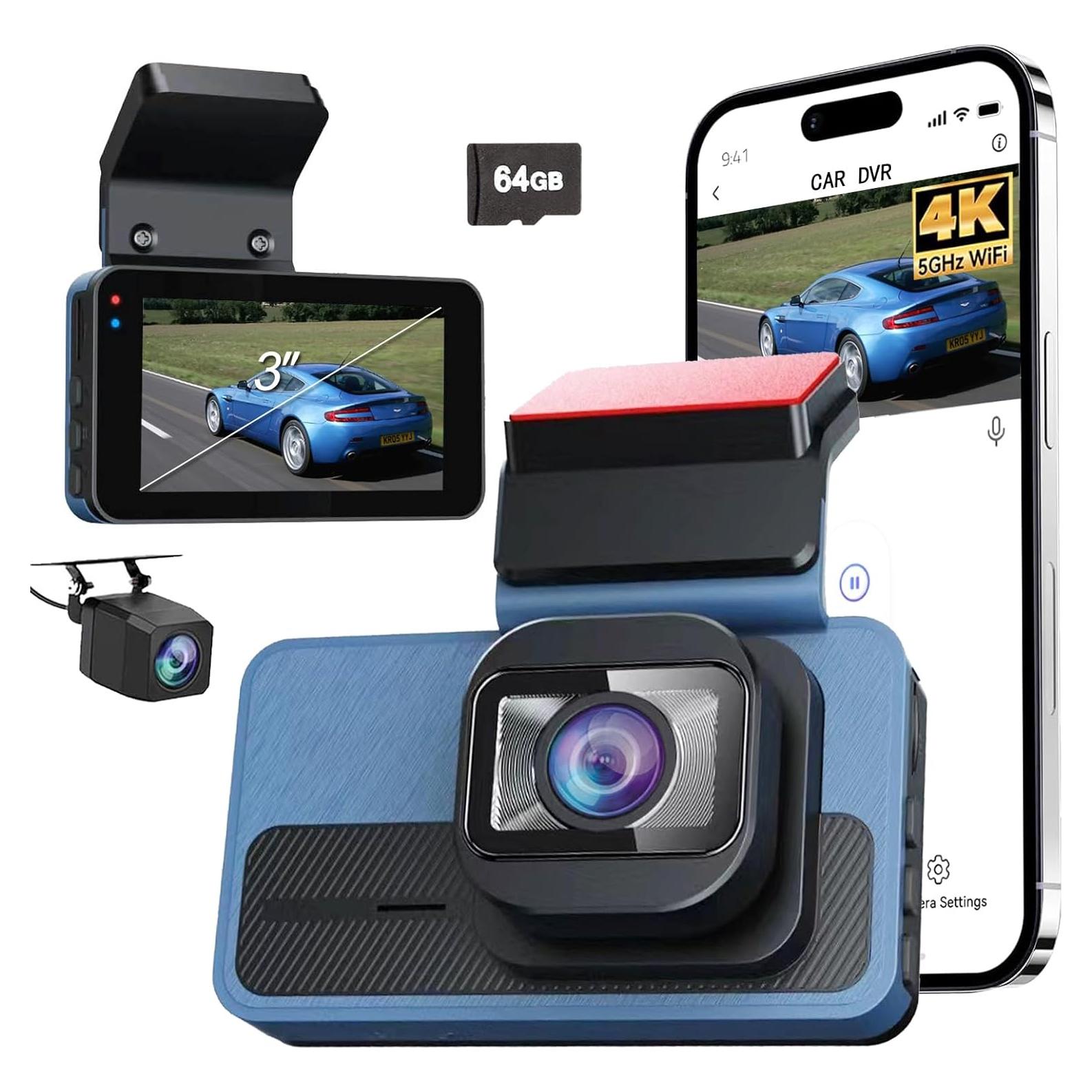 Cámara de tablero delantera 4K y trasera 1080P Petokix