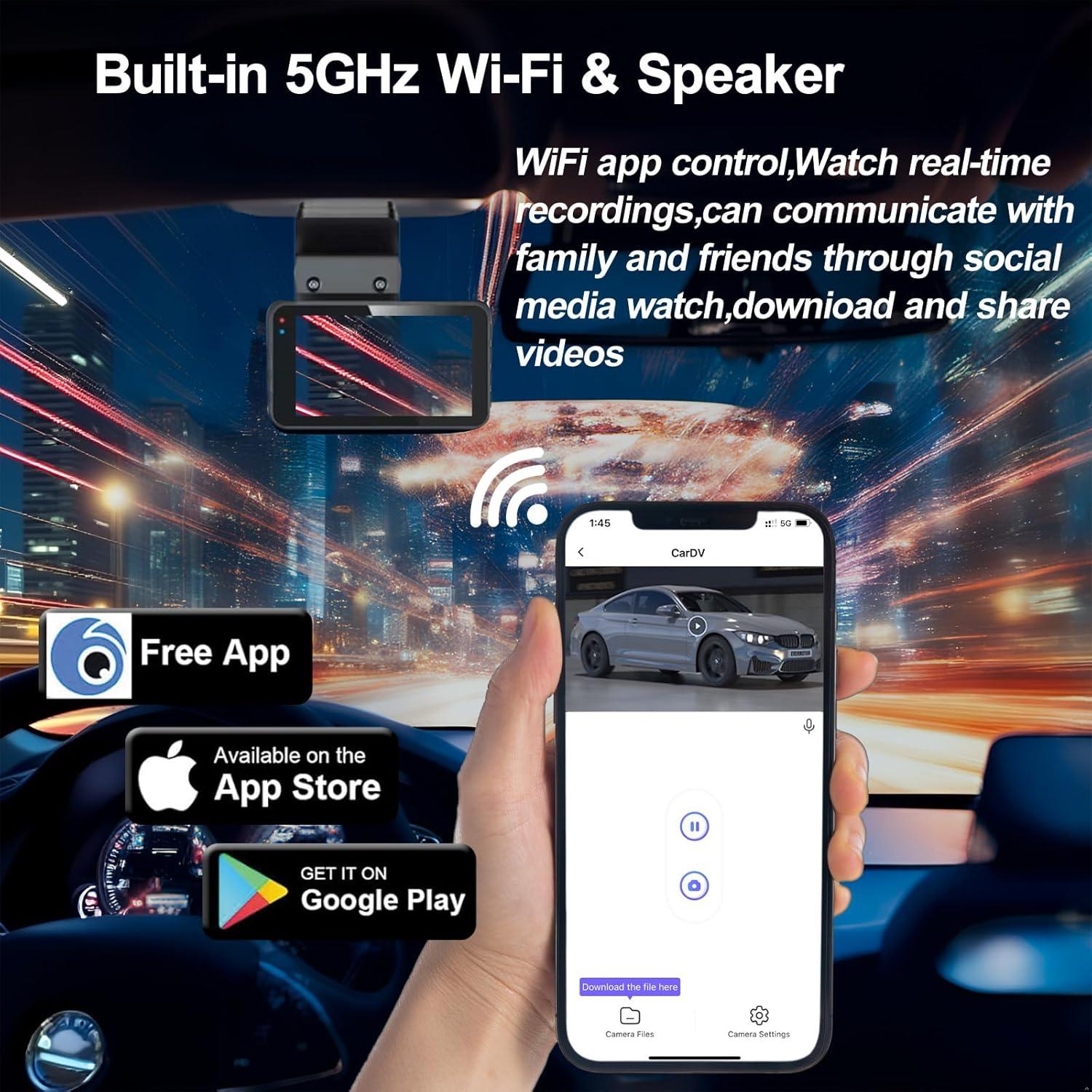 Cámara de tablero delantera 4K y trasera 1080P Petokix