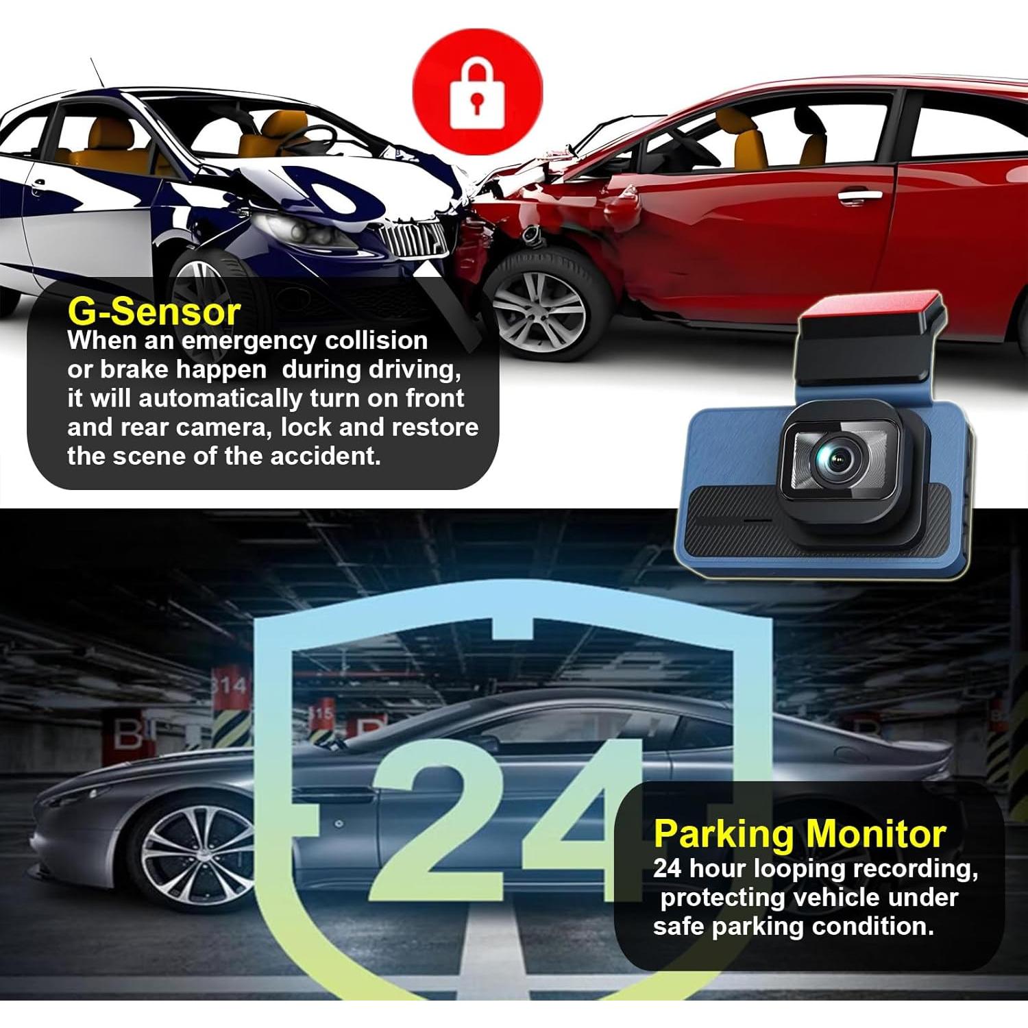 Cámara de tablero delantera 4K y trasera 1080P Petokix