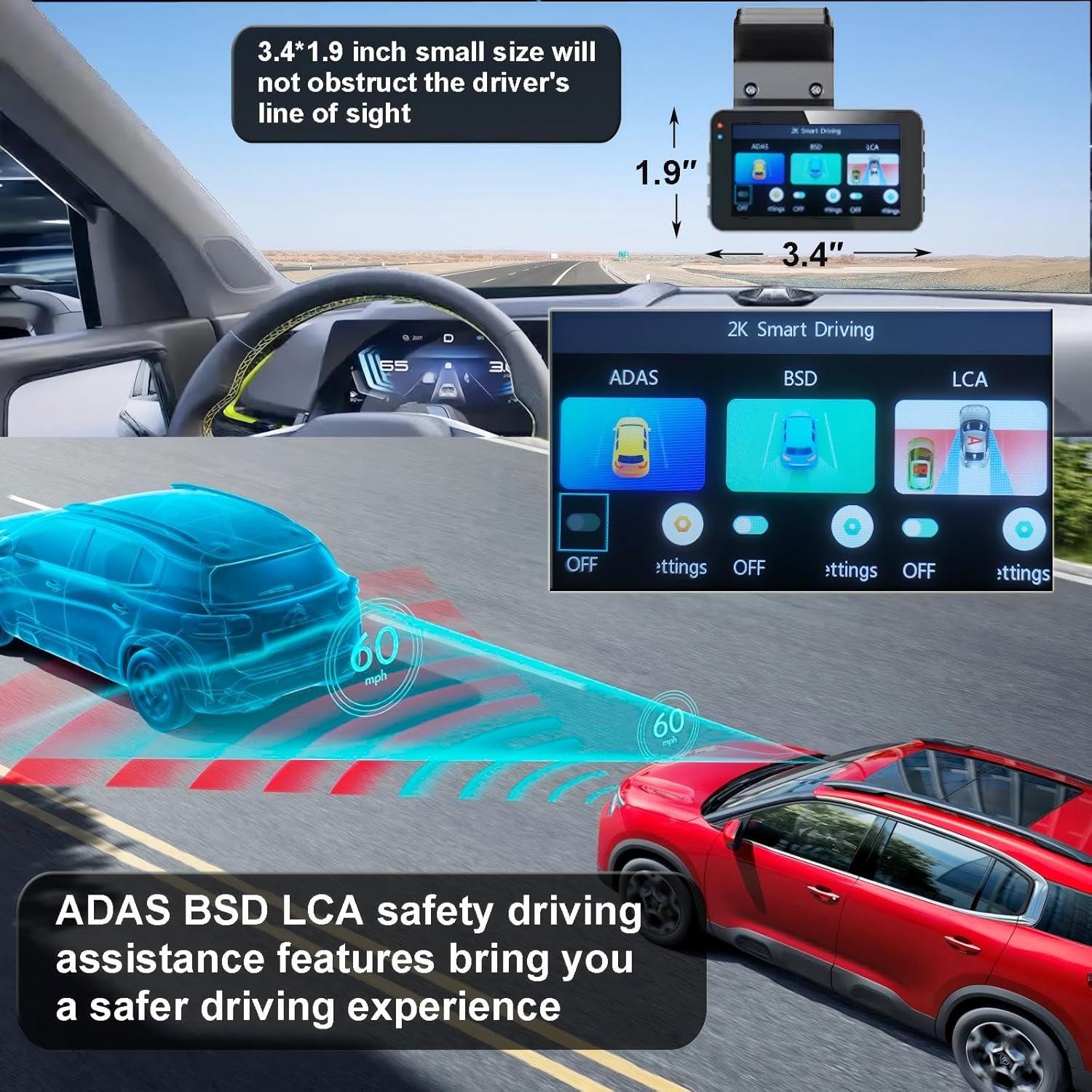 Cámara de tablero delantera 4K y trasera 1080P Petokix