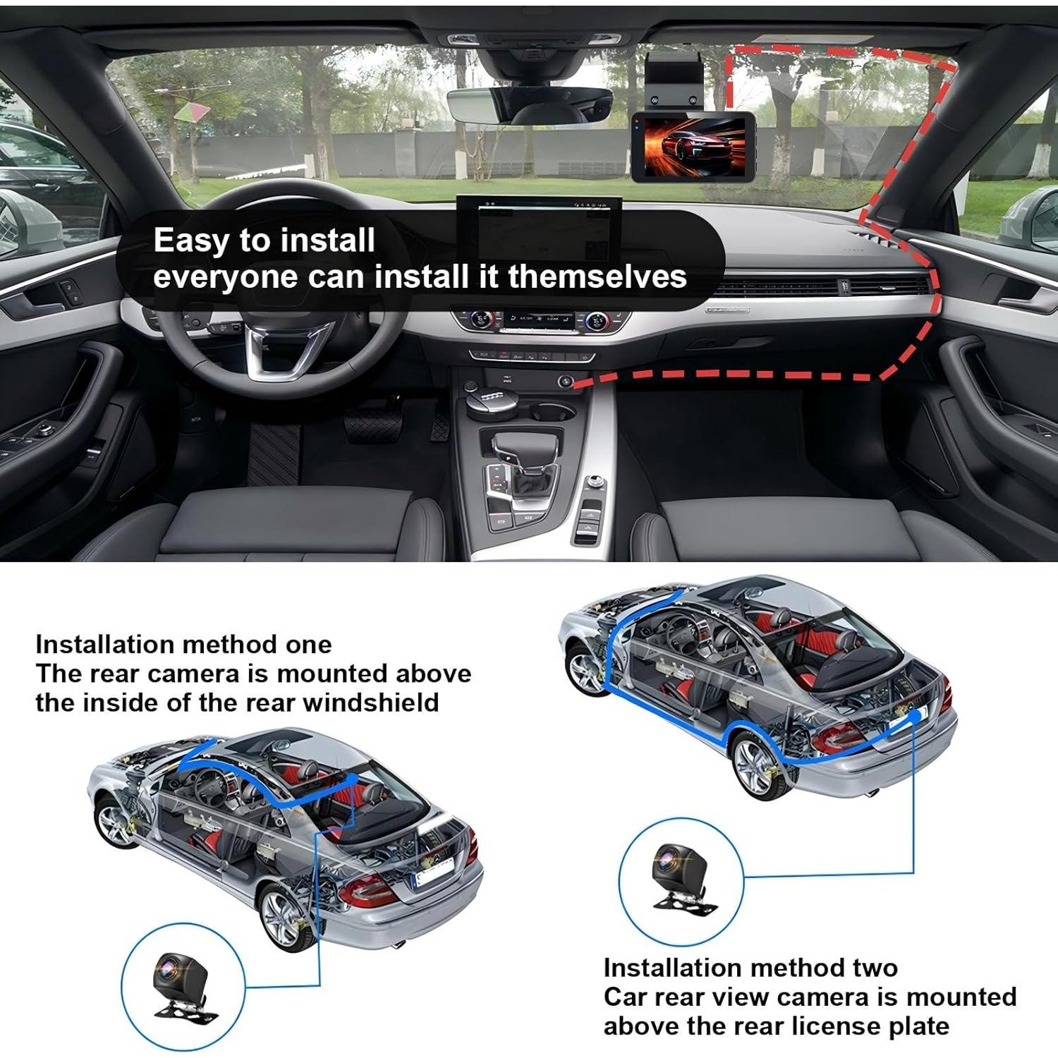 Cámara de tablero delantera 4K y trasera 1080P Petokix