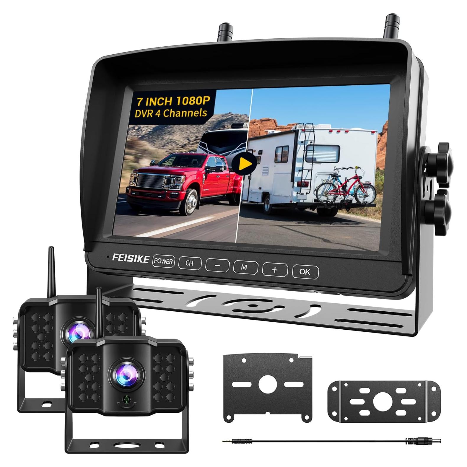 Cámara de Respaldo Inalámbrica Dual FEISIKE 1080P 7" para RV