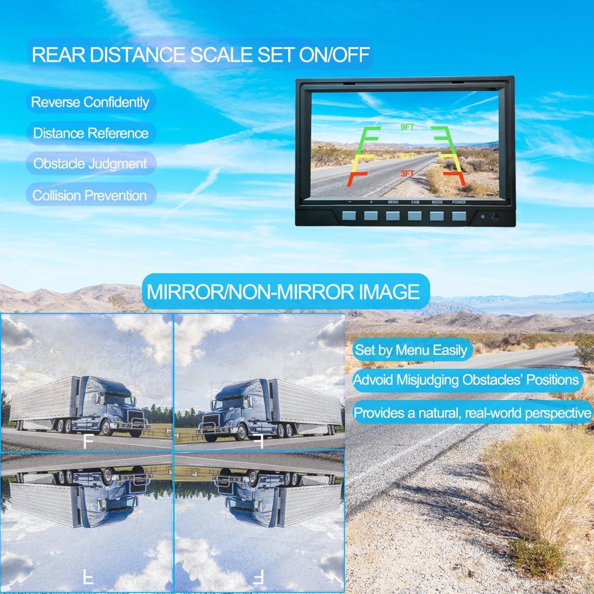 Sistema de cámara de reversa AHD 1080P 7" Doble Lente IP69K