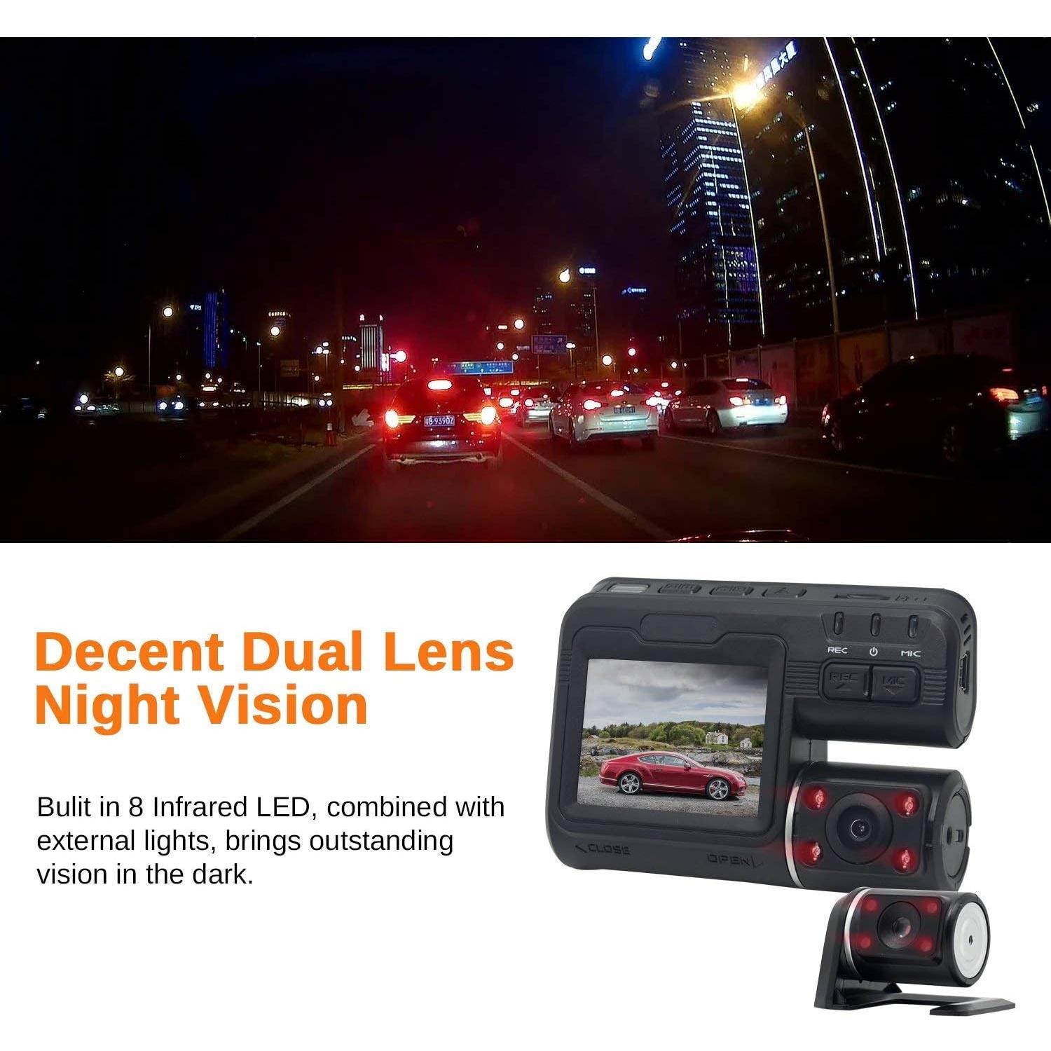 Cámara Doble para Auto Toronja 1080P Frontal y Trasera