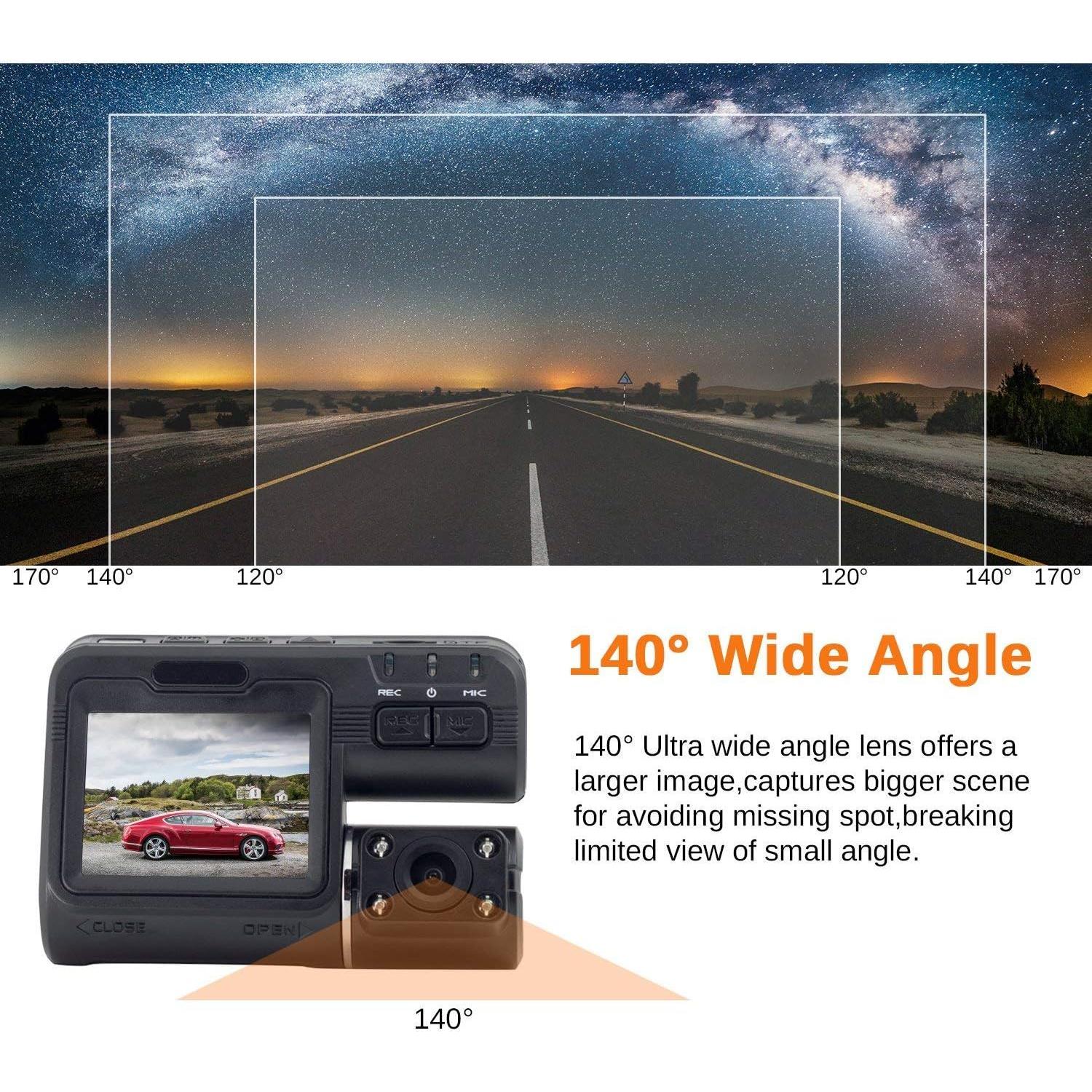 Cámara Doble para Auto Toronja 1080P Frontal y Trasera