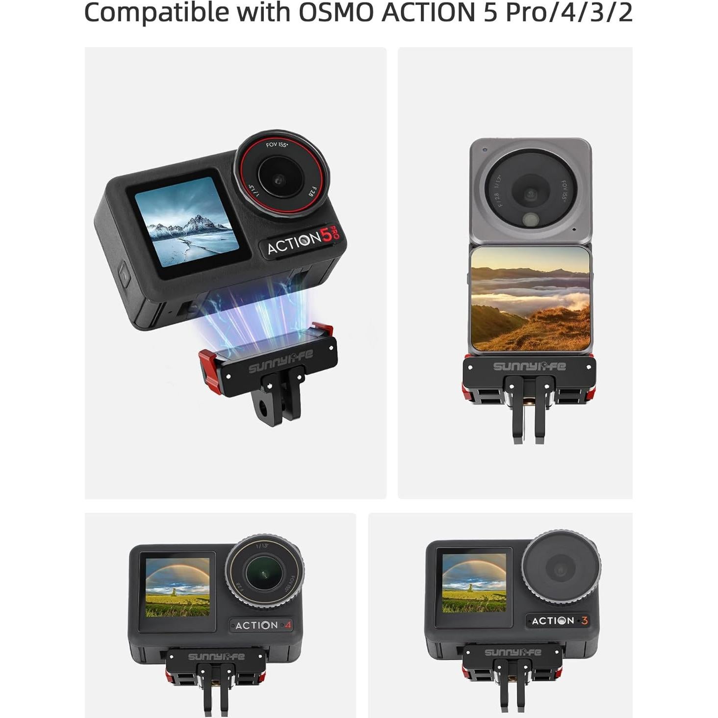 Adaptador de Montaje Magnético BEHORSE para DJI Osmo 360/Action 5 Pro