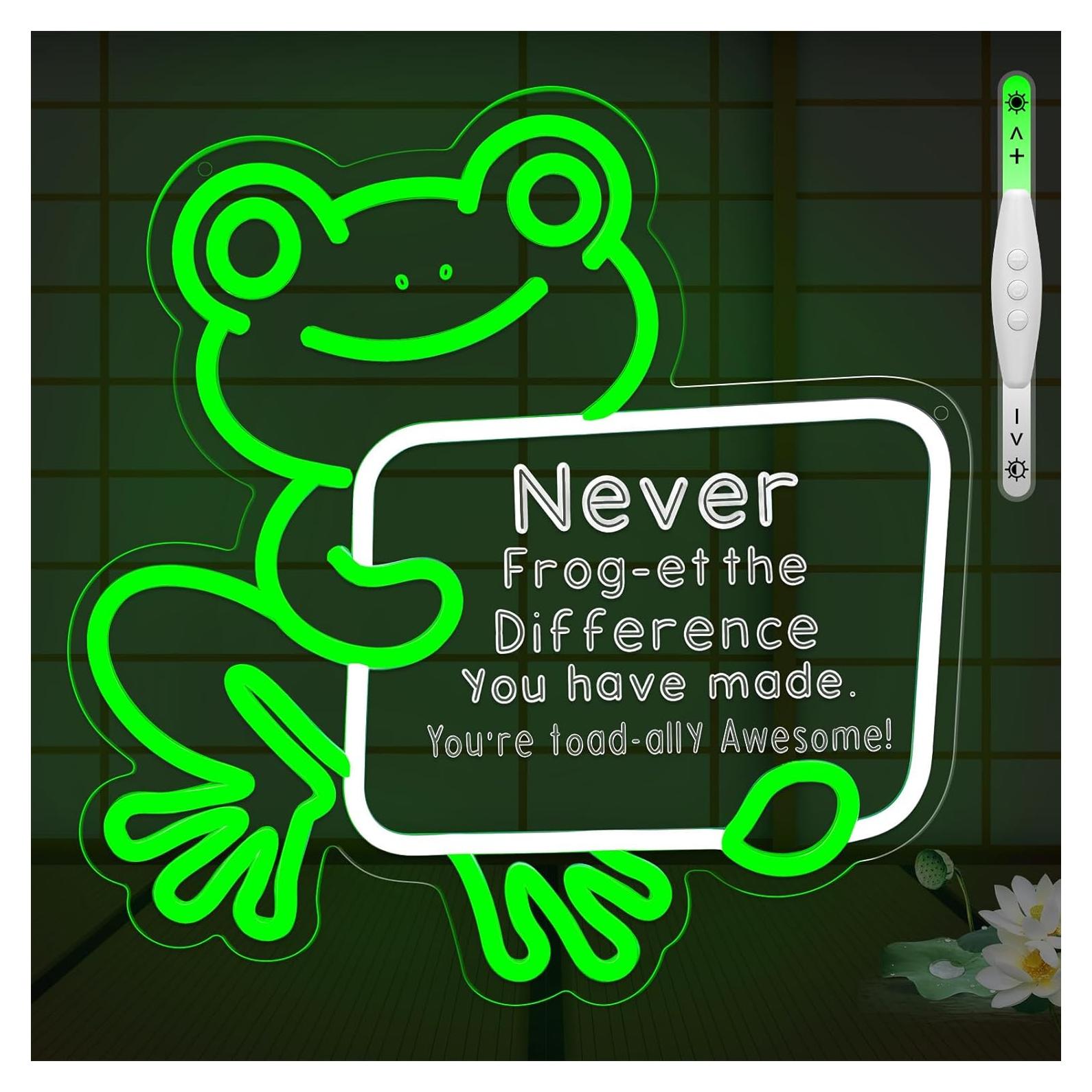 Letrero Neón Rana Verde LED 40.5x22.2cm Inspirador