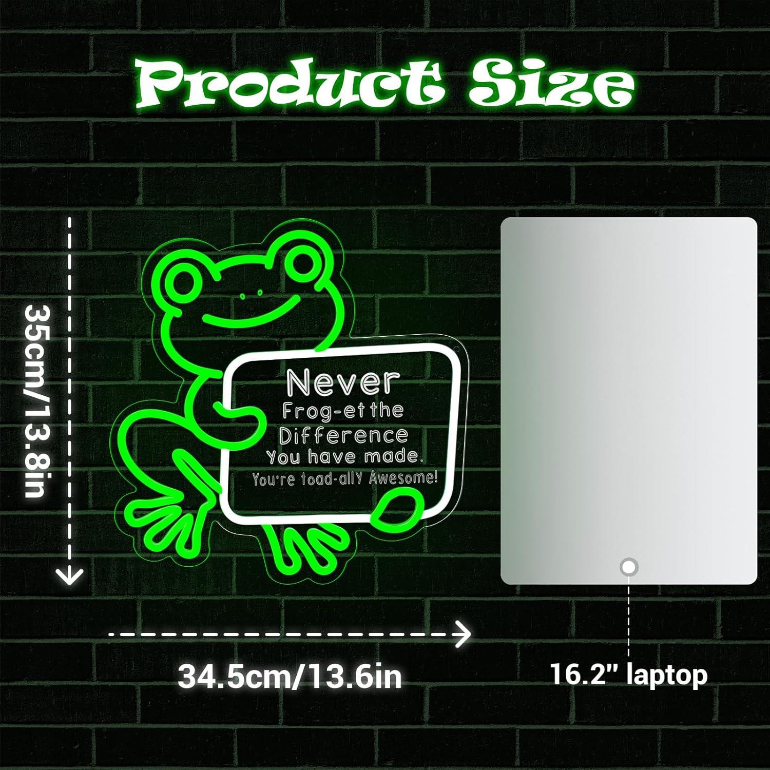 Letrero Neón Rana Verde LED 40.5x22.2cm Inspirador