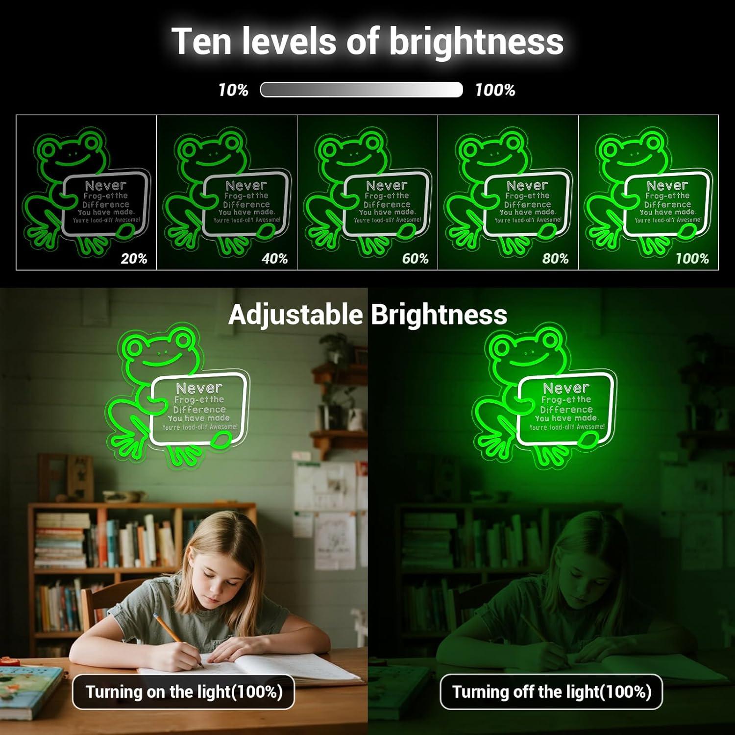 Letrero Neón Rana Verde LED 40.5x22.2cm Inspirador