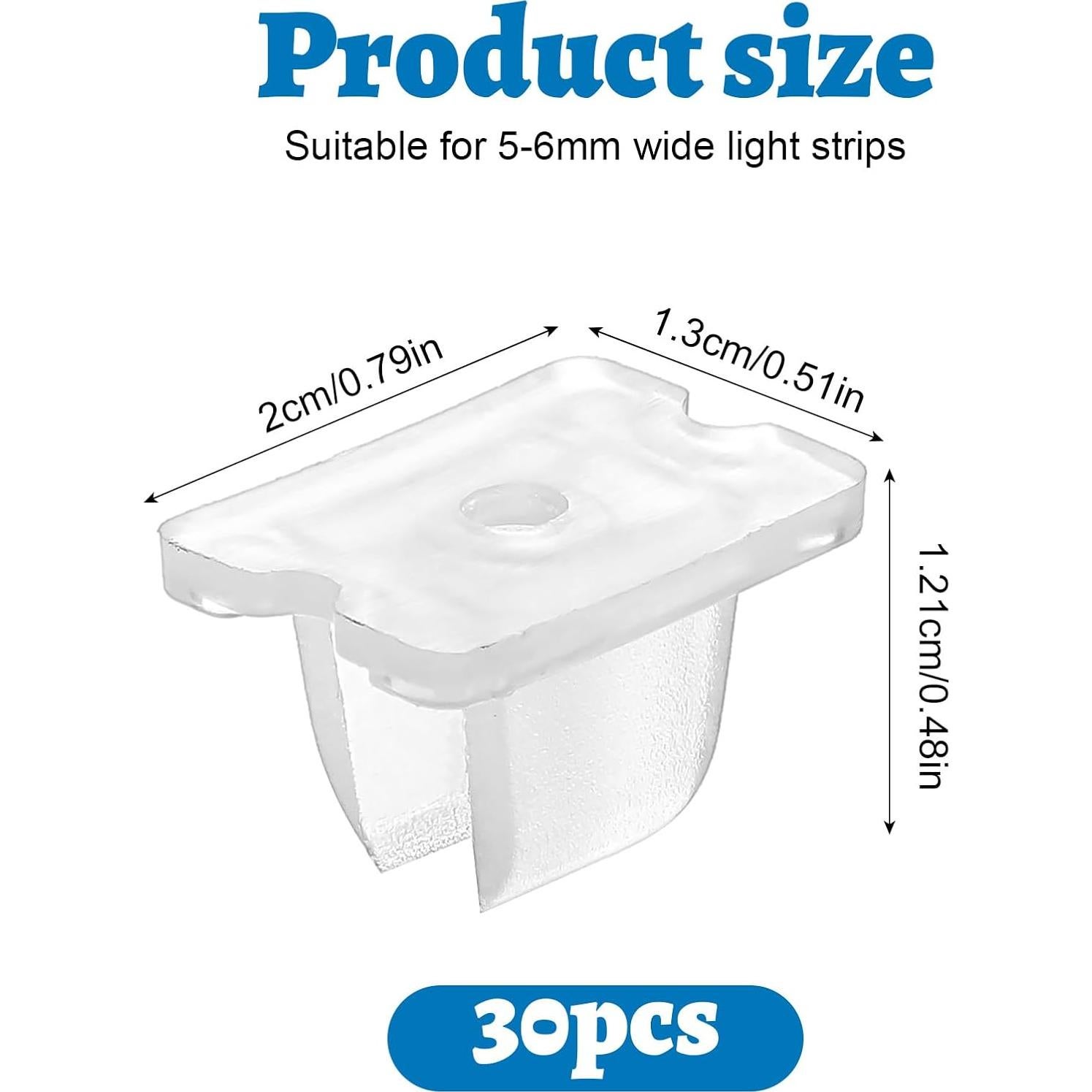 30 Clips de Montaje LED Impermeables Nogeqi para Cinta Neón