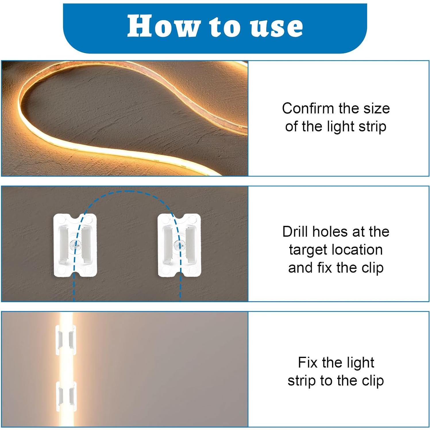 30 Clips de Montaje LED Impermeables Nogeqi para Cinta Neón