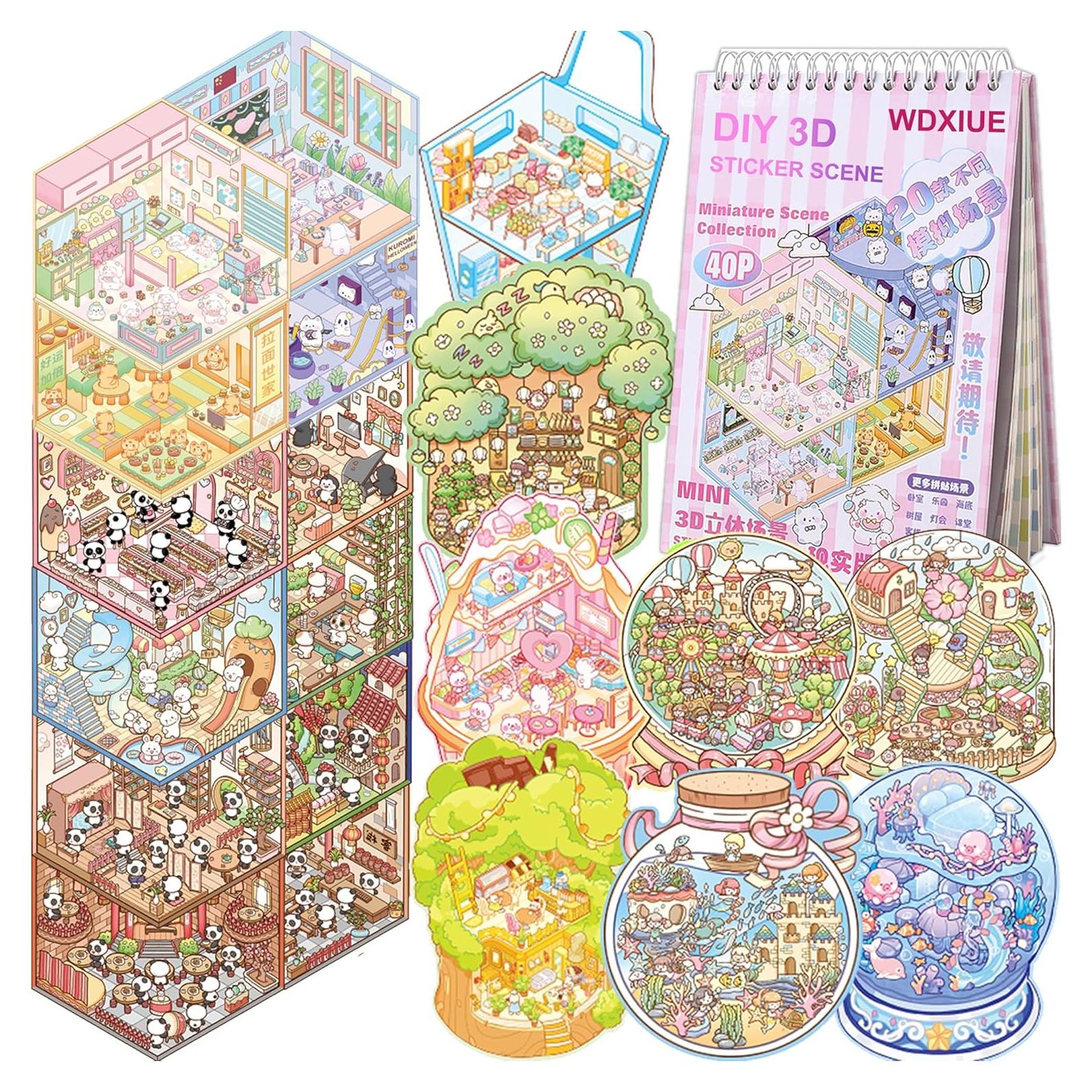 Libro de Stickers 3D WDXIUE - 20 Sets Rosa para Manualidades