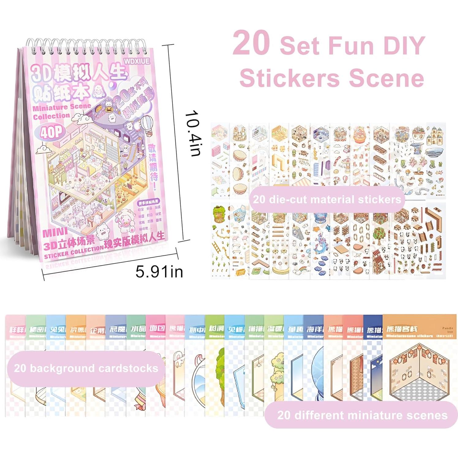 Libro de Stickers 3D WDXIUE - 20 Sets Rosa para Manualidades