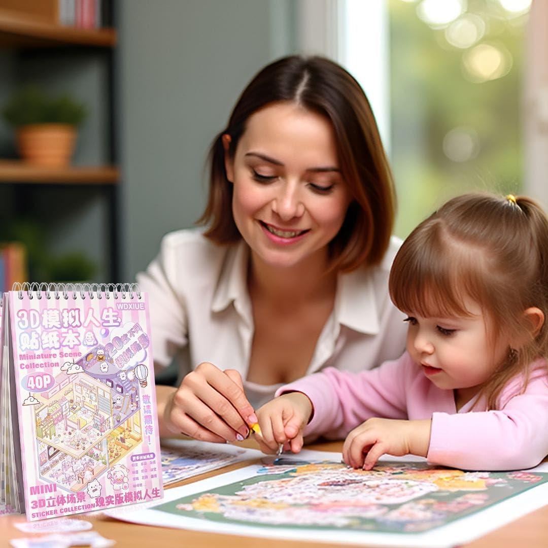 Libro de Stickers 3D WDXIUE - 20 Sets Rosa para Manualidades