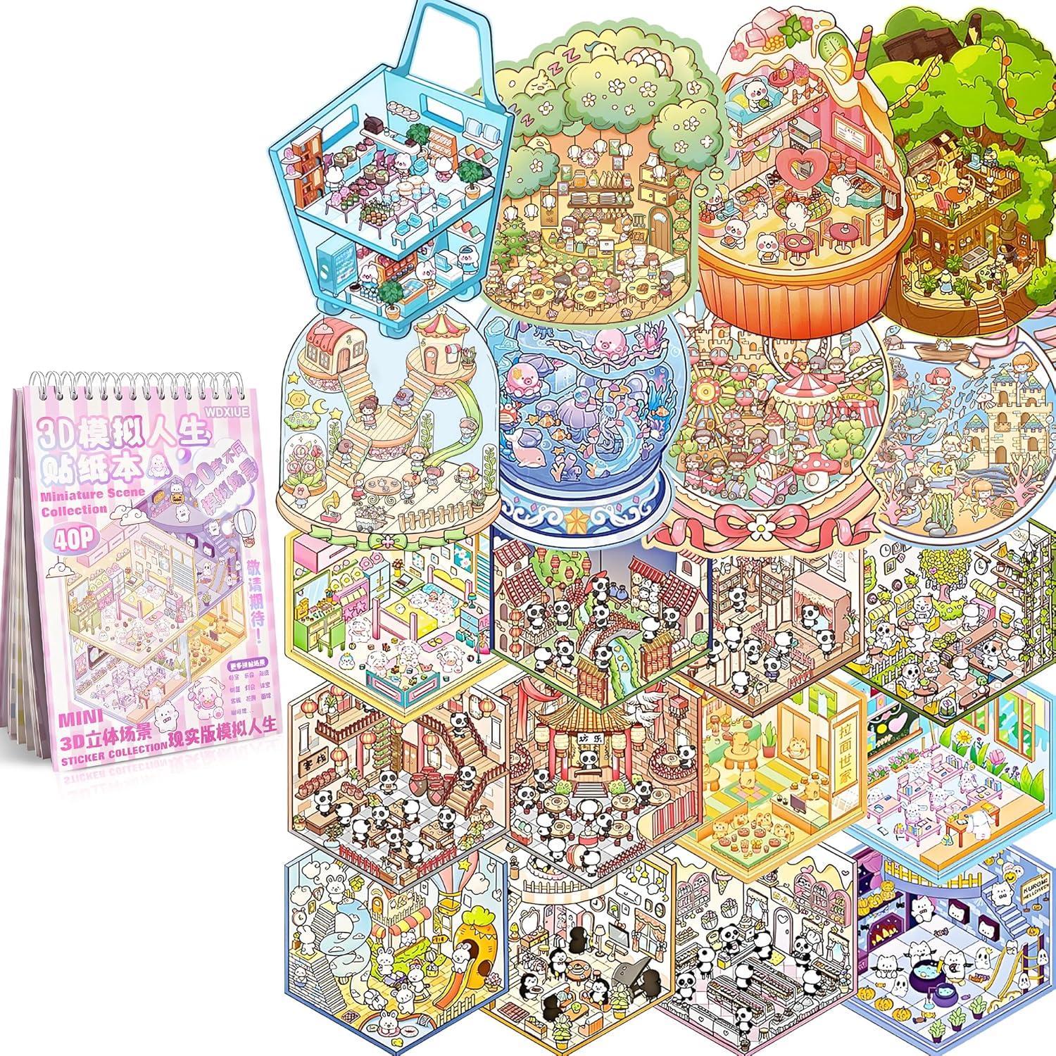 Libro de Stickers 3D WDXIUE - 20 Sets Rosa para Manualidades