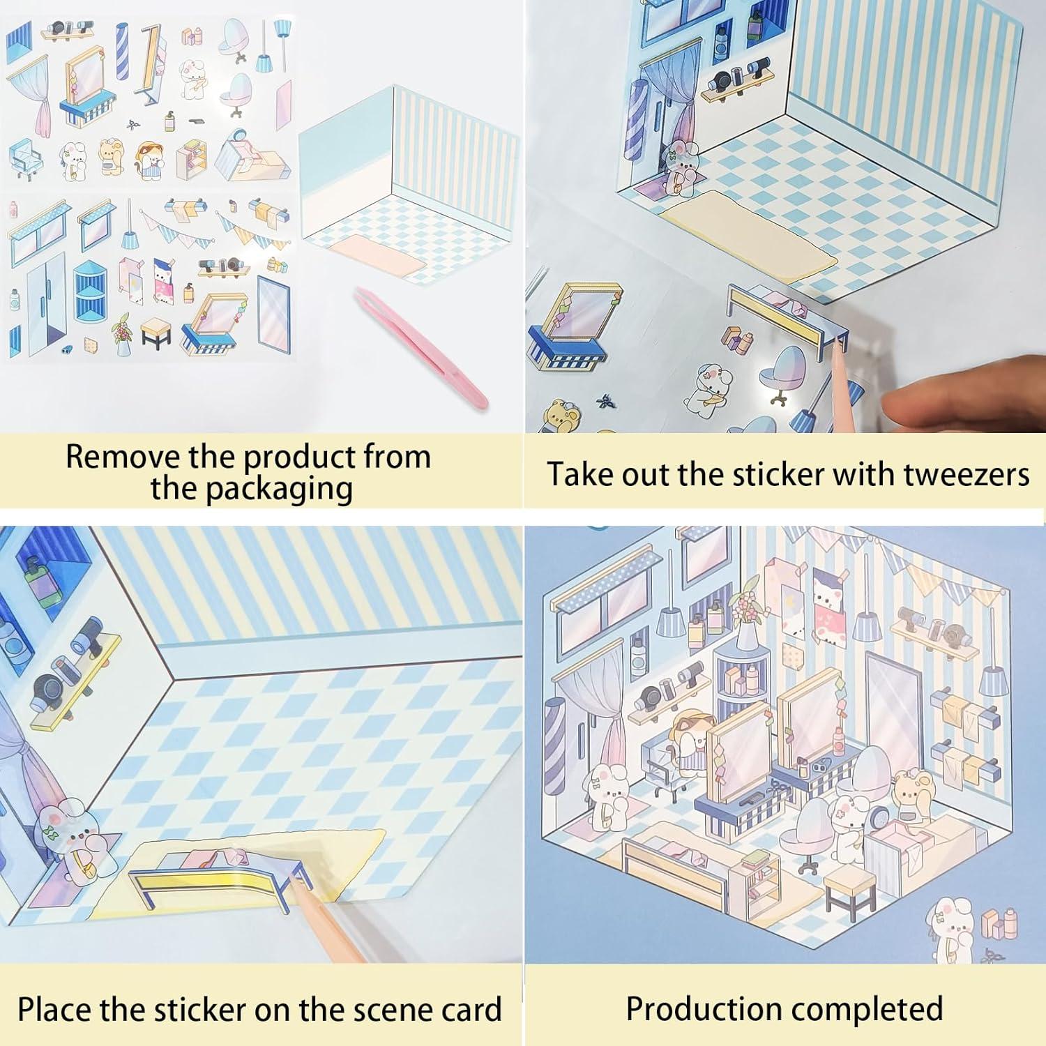 Pegatinas 3D DIY Zhzcncg - 4 Escenas Miniatura Coloridas