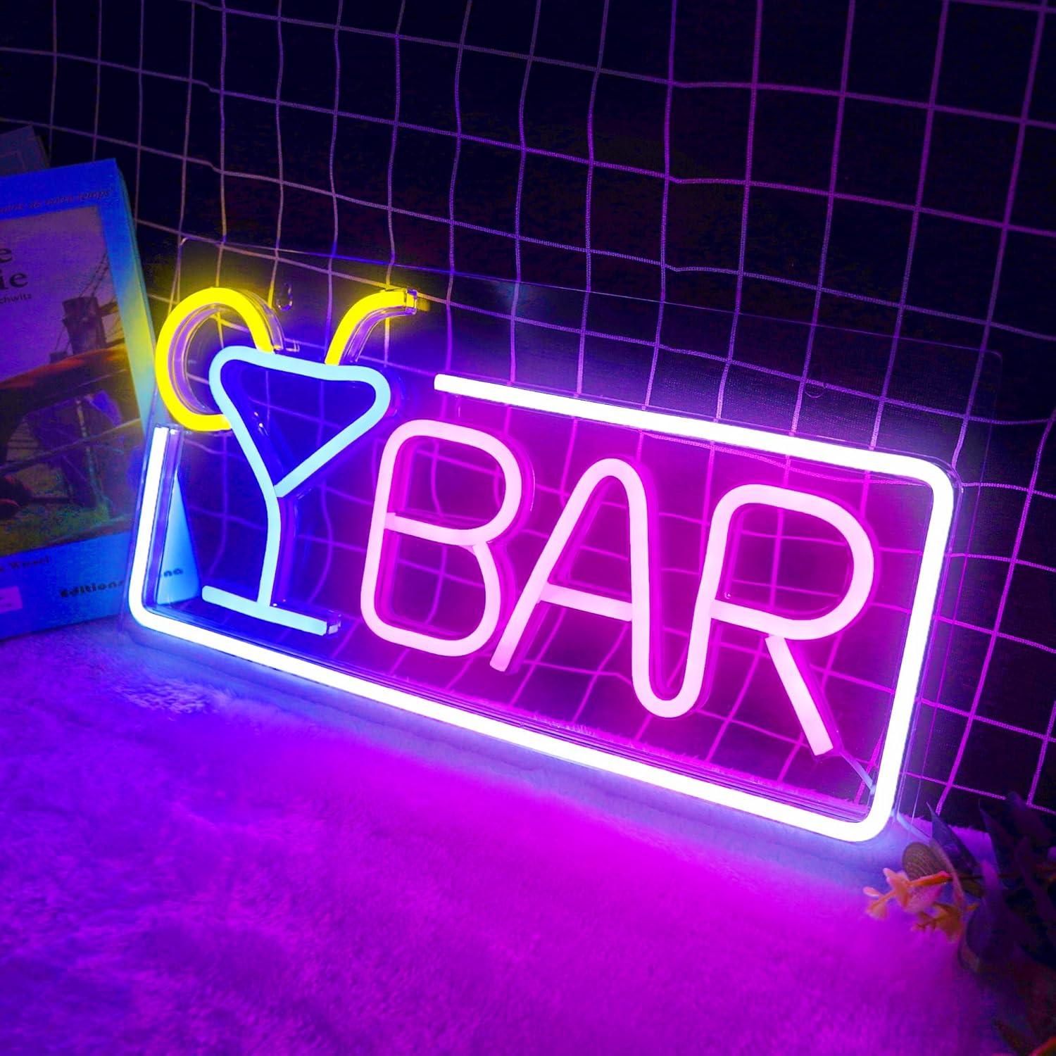 Letrero de Neón LED YSMNDE para Bar - Brillo Ajustable, 22.1x42cm