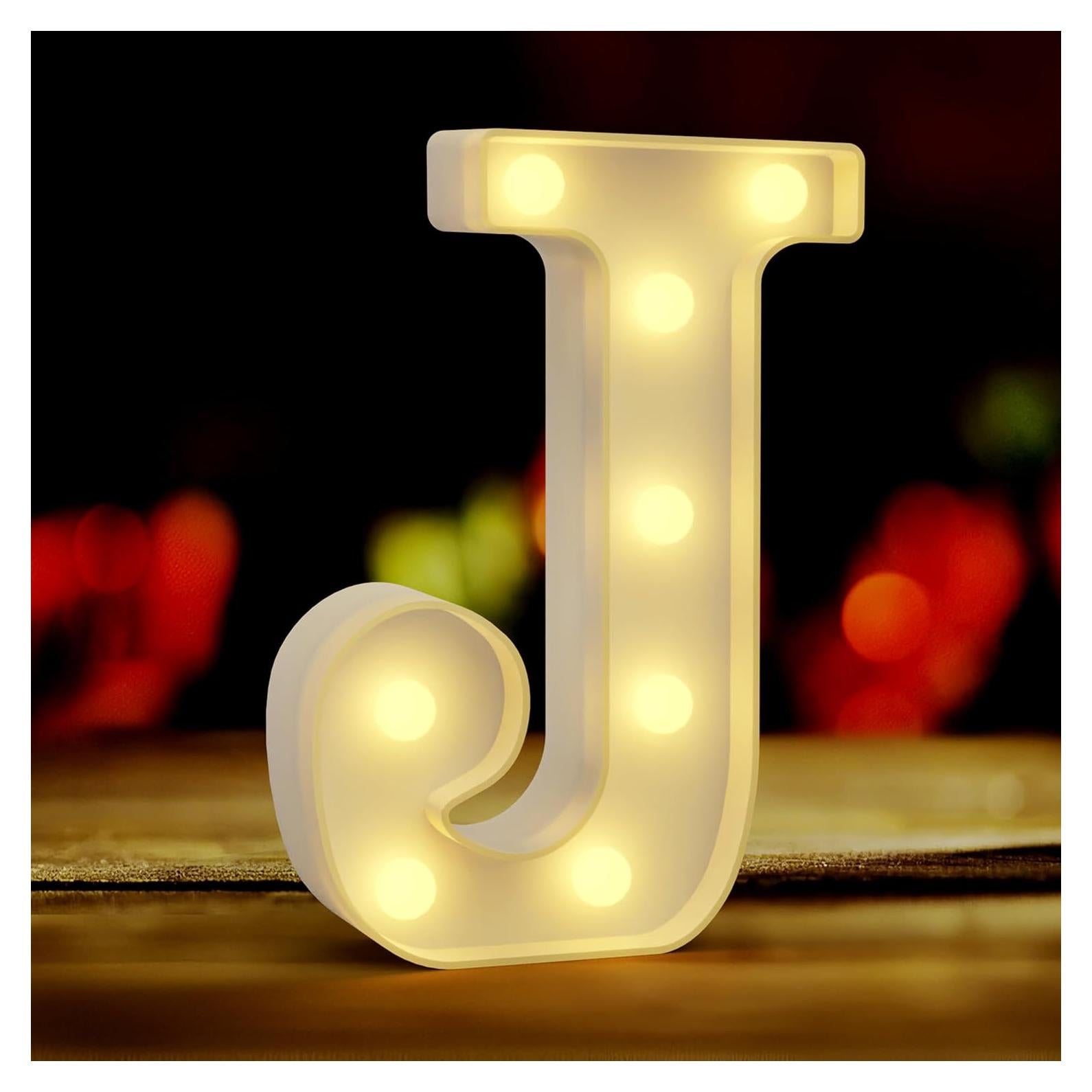 Luz Decorativa Led Letra J QWZify 20.32 cm para Fiesta