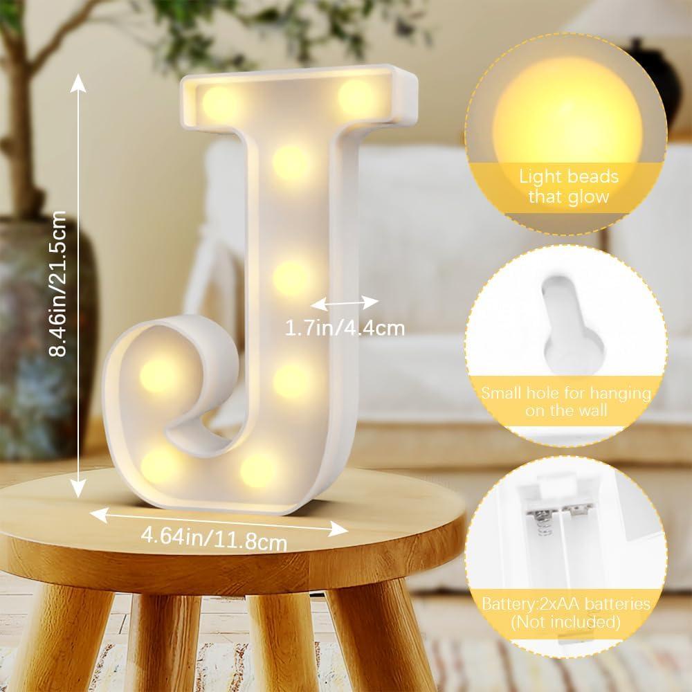 Luz Decorativa Led Letra J QWZify 20.32 cm para Fiesta