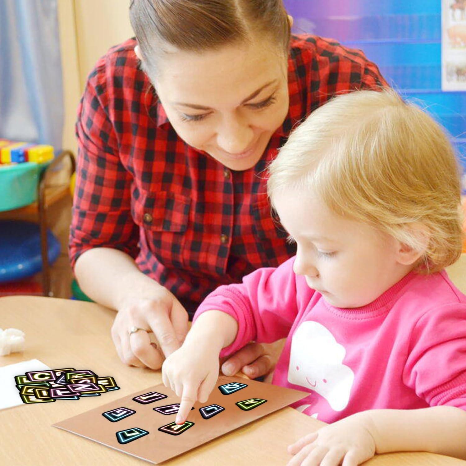 Calcomanías de Alfabeto Neón Robmoda 70 Pcs Brillan en la Oscuridad