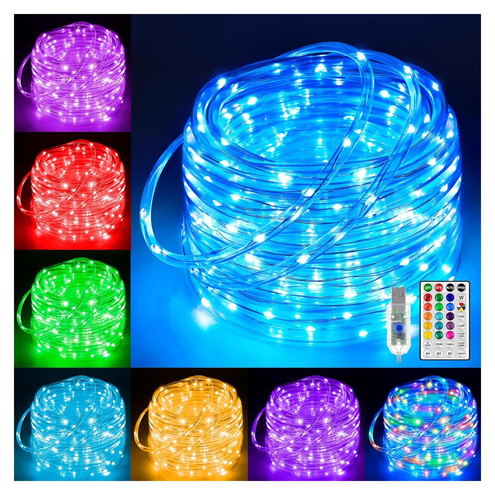 Luces de Cuerda LED Ollny 10M RGB Impermeables con Control Remoto