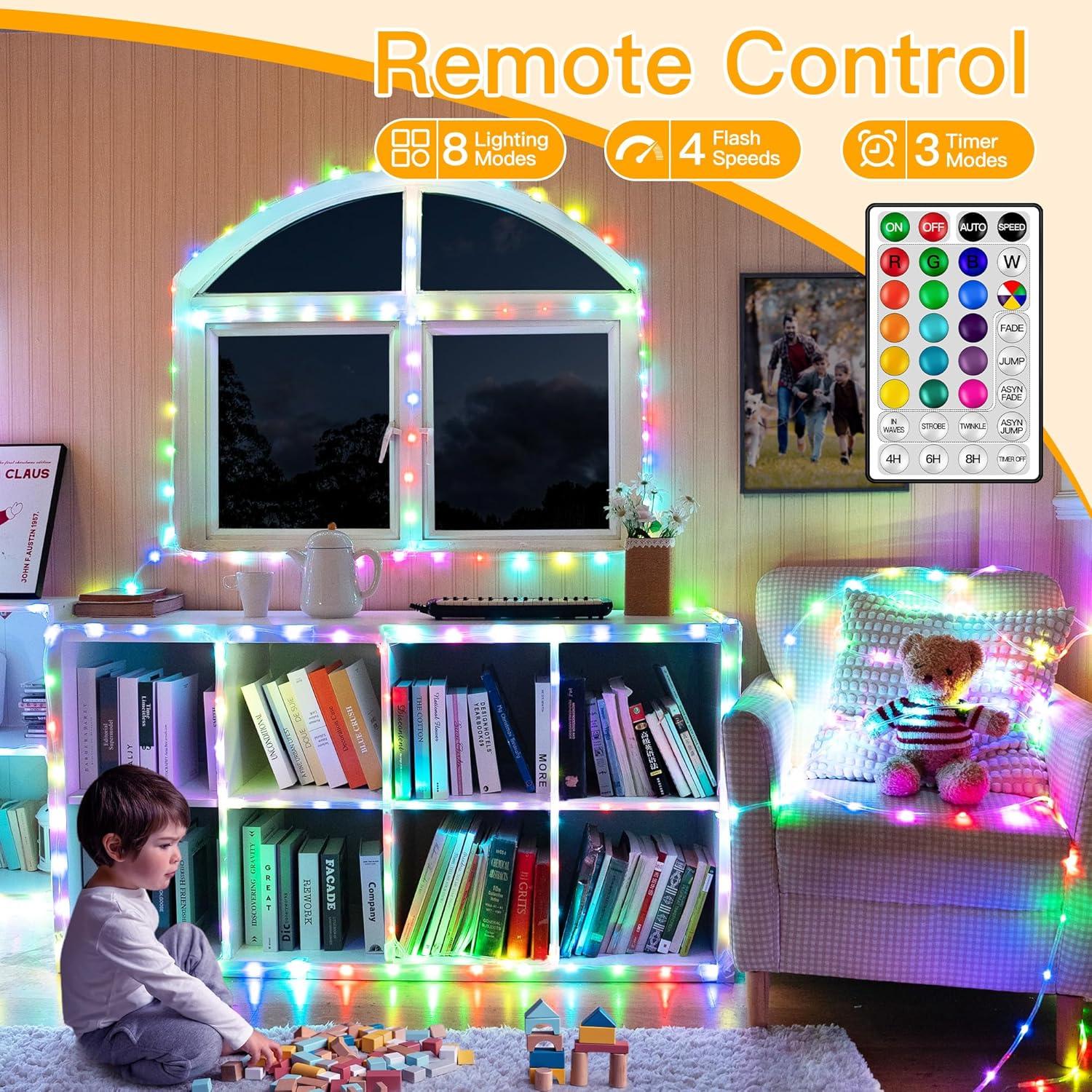 Luces de Cuerda LED Ollny 10M RGB Impermeables con Control Remoto