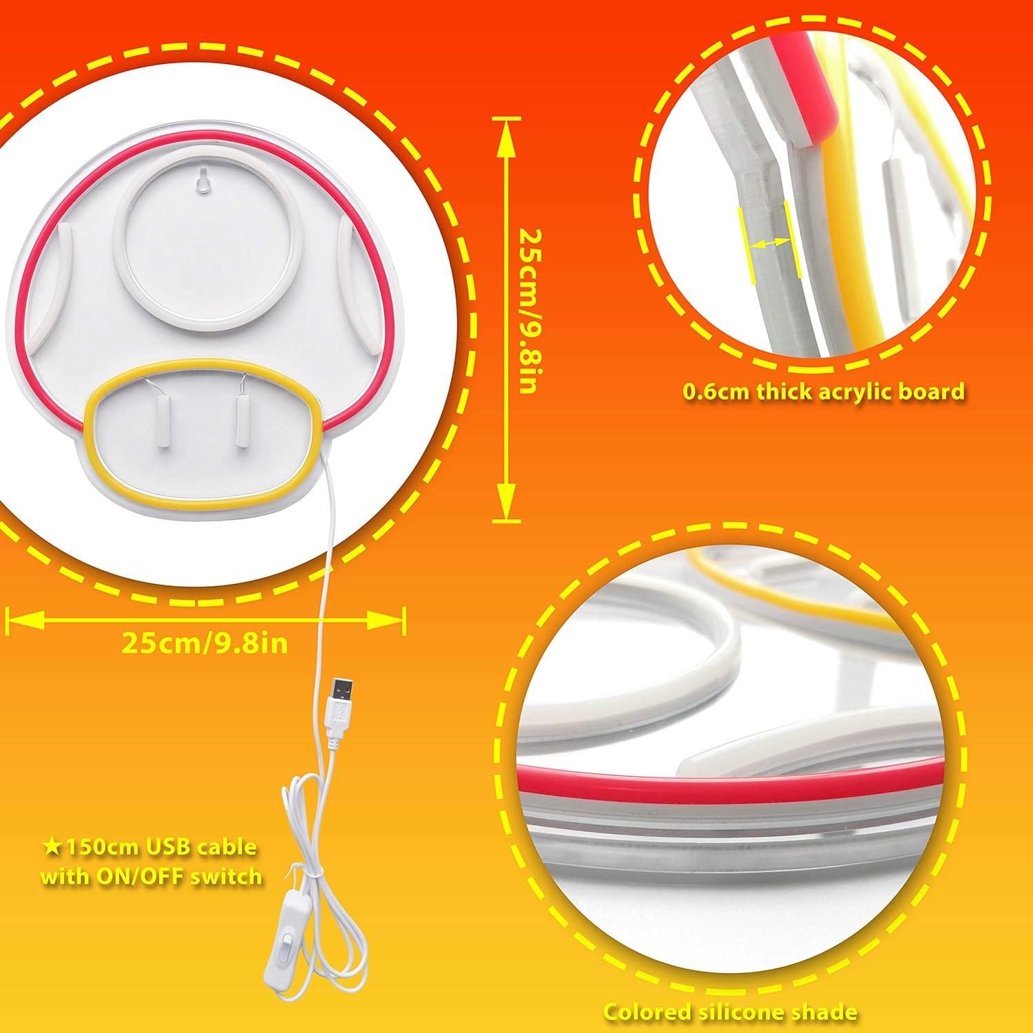 Luz de Neón LED Heliwey Hongo Rojo 30x25 cm para Juegos