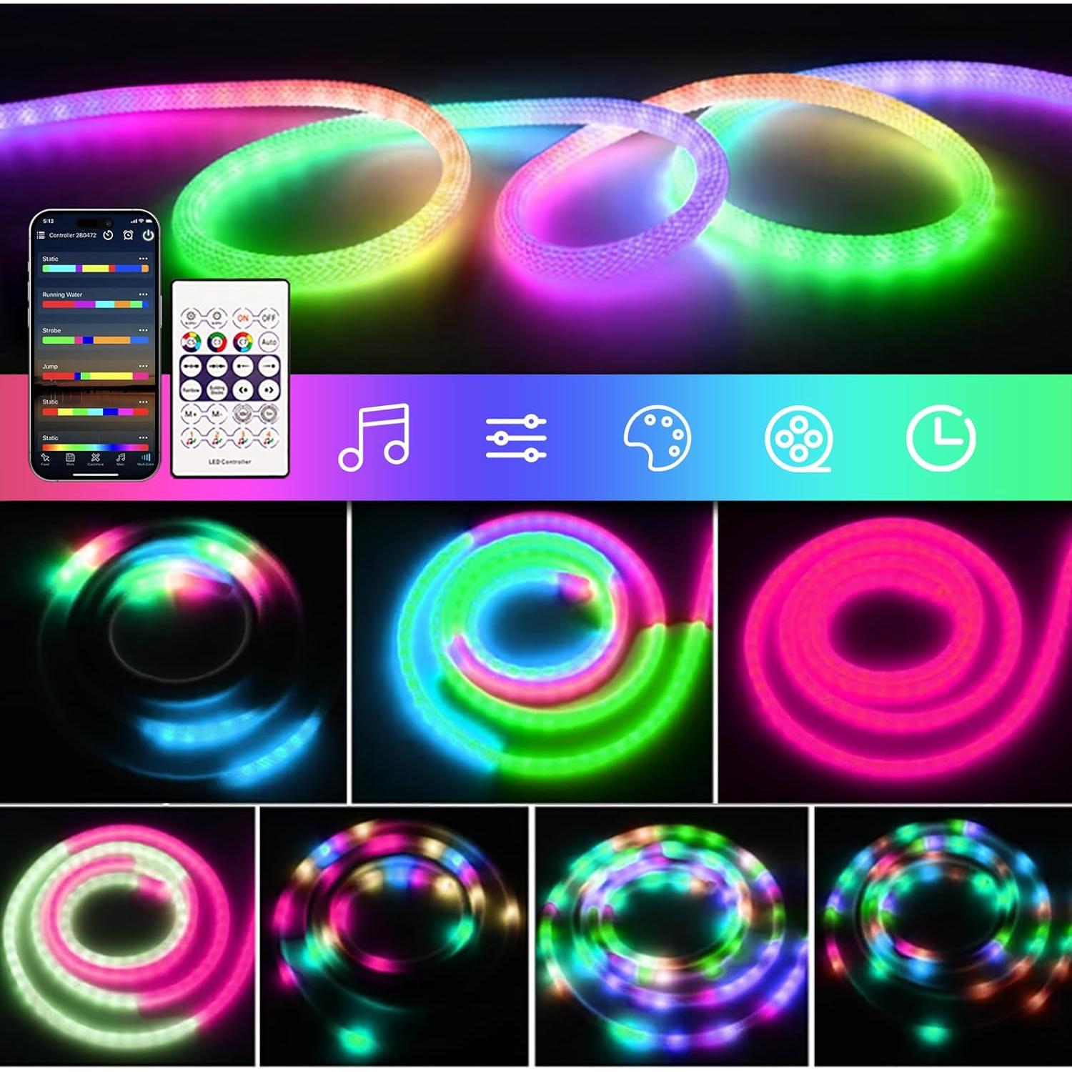 Tira de LED Neón RGB+IC 1m TK99SW Flexible a Prueba de Agua