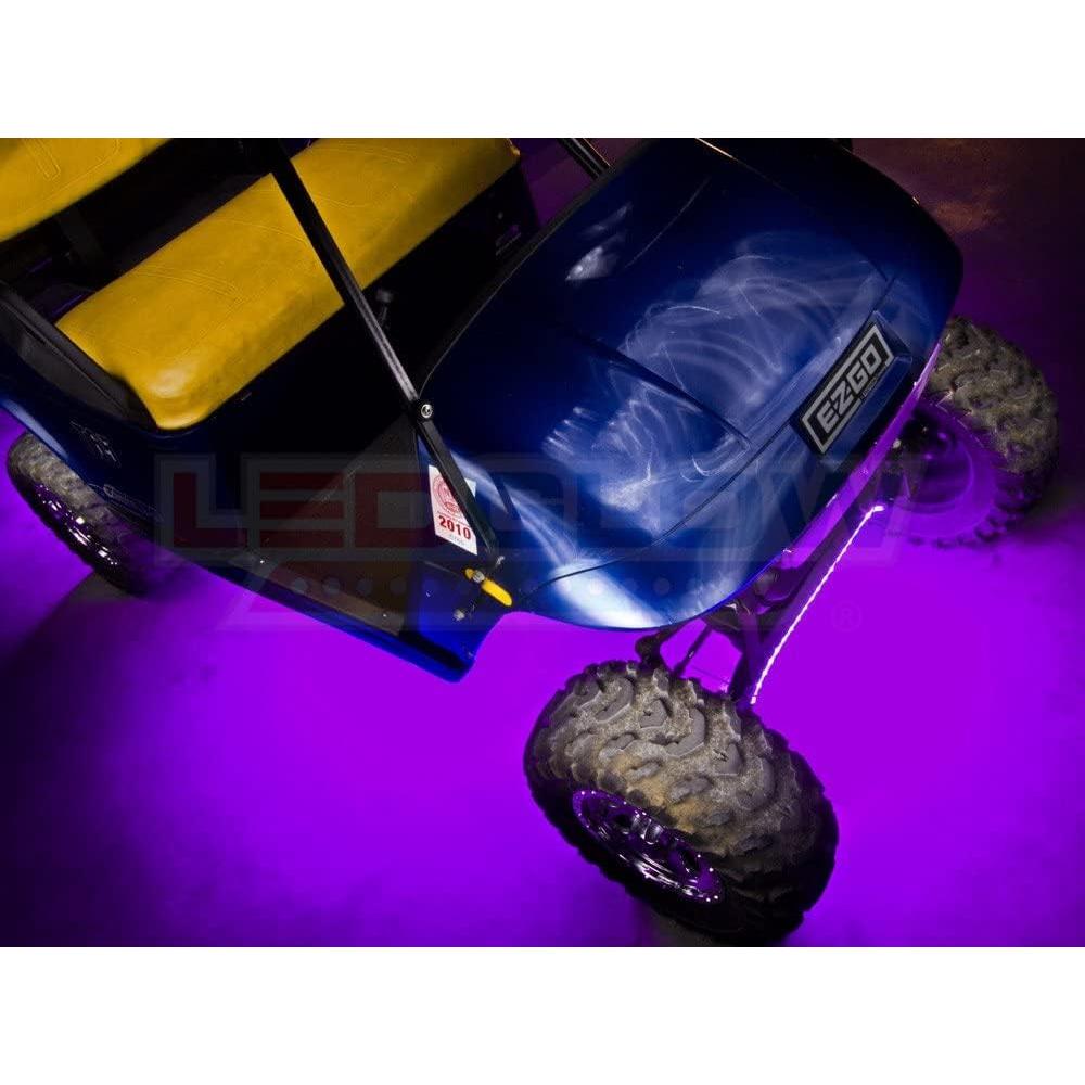Kit de luces LEDGlow 4 piezas morado para carro de golf - Iluminación subterránea resistente al agua
