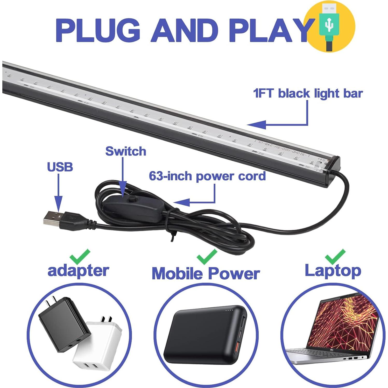 Barra de Luz Negra UV 10W CICINY 33 cm 2 Paquetes