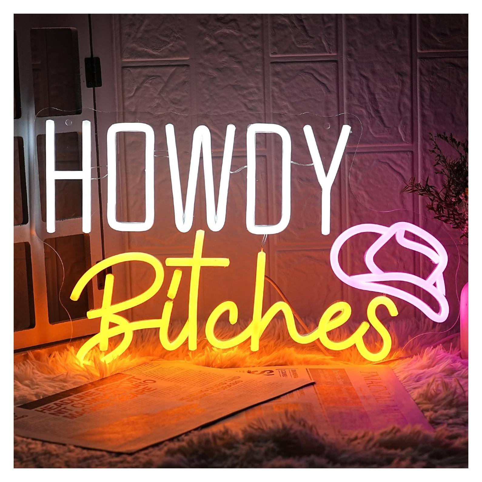 Cartel de Neón Howdy Bitches LMSIGNLY 27x43cm LED USB