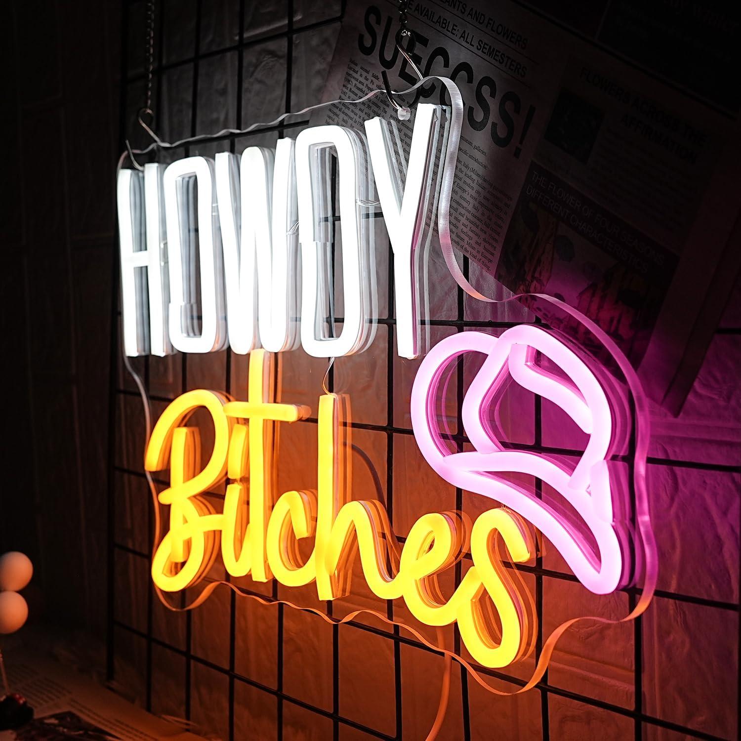 Cartel de Neón Howdy Bitches LMSIGNLY 27x43cm LED USB